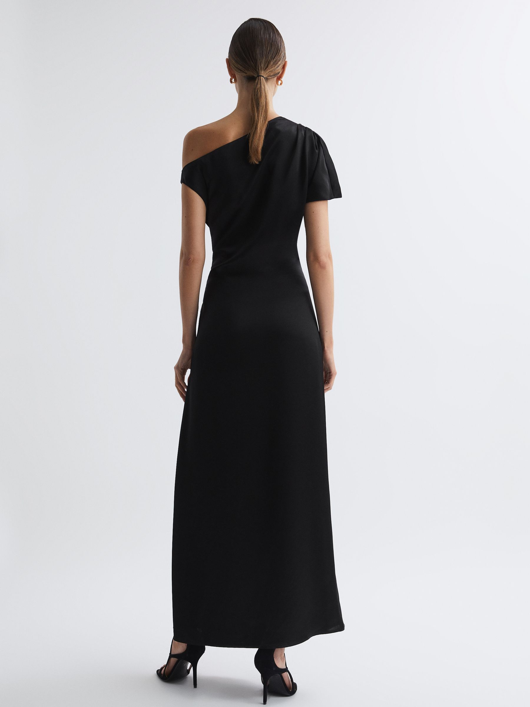 Anna Quan Satin Draped Maxi Dress in Black - Image 4 of 5