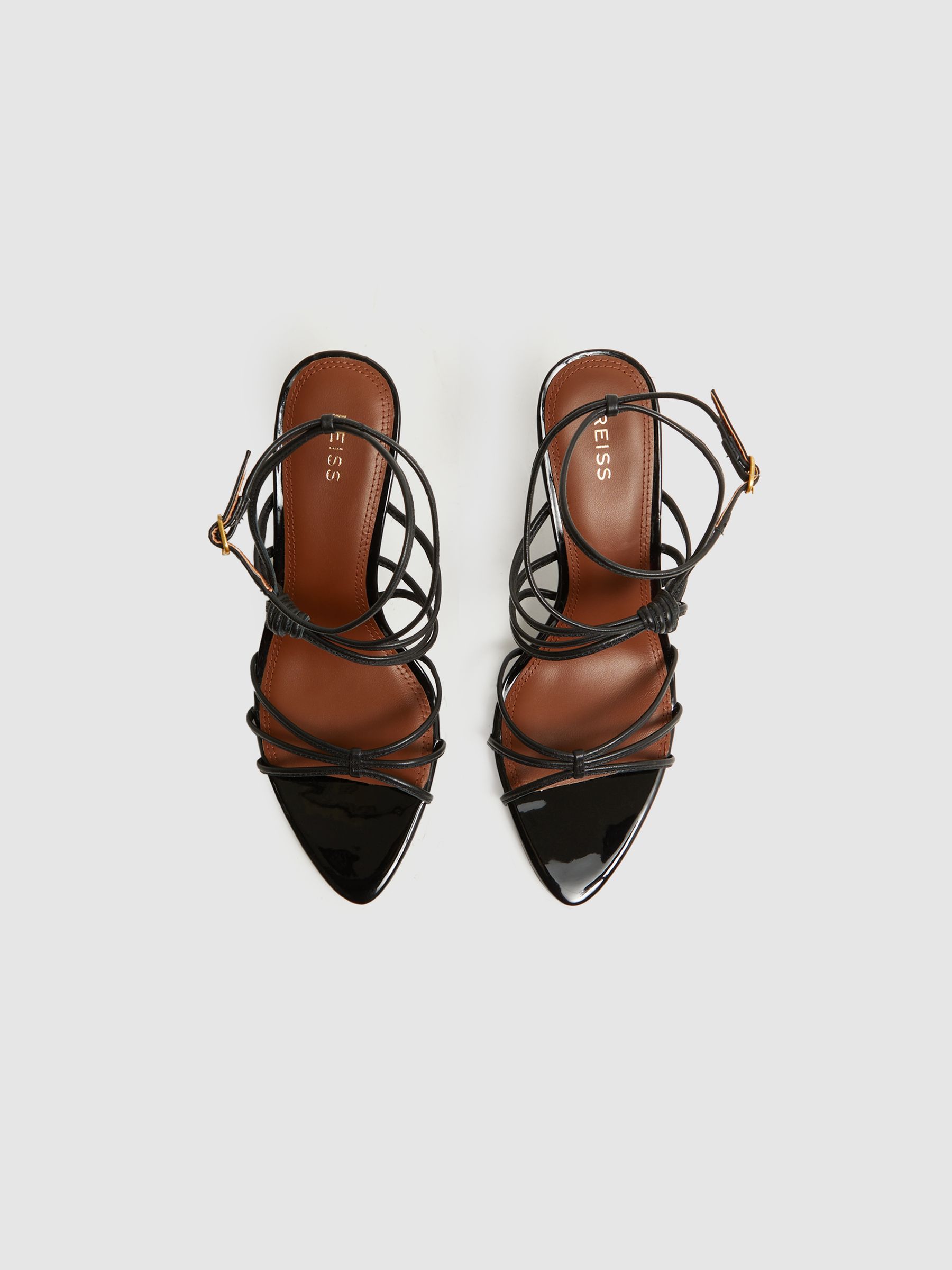 Leather Strappy Heels in Black - Image 3 of 5