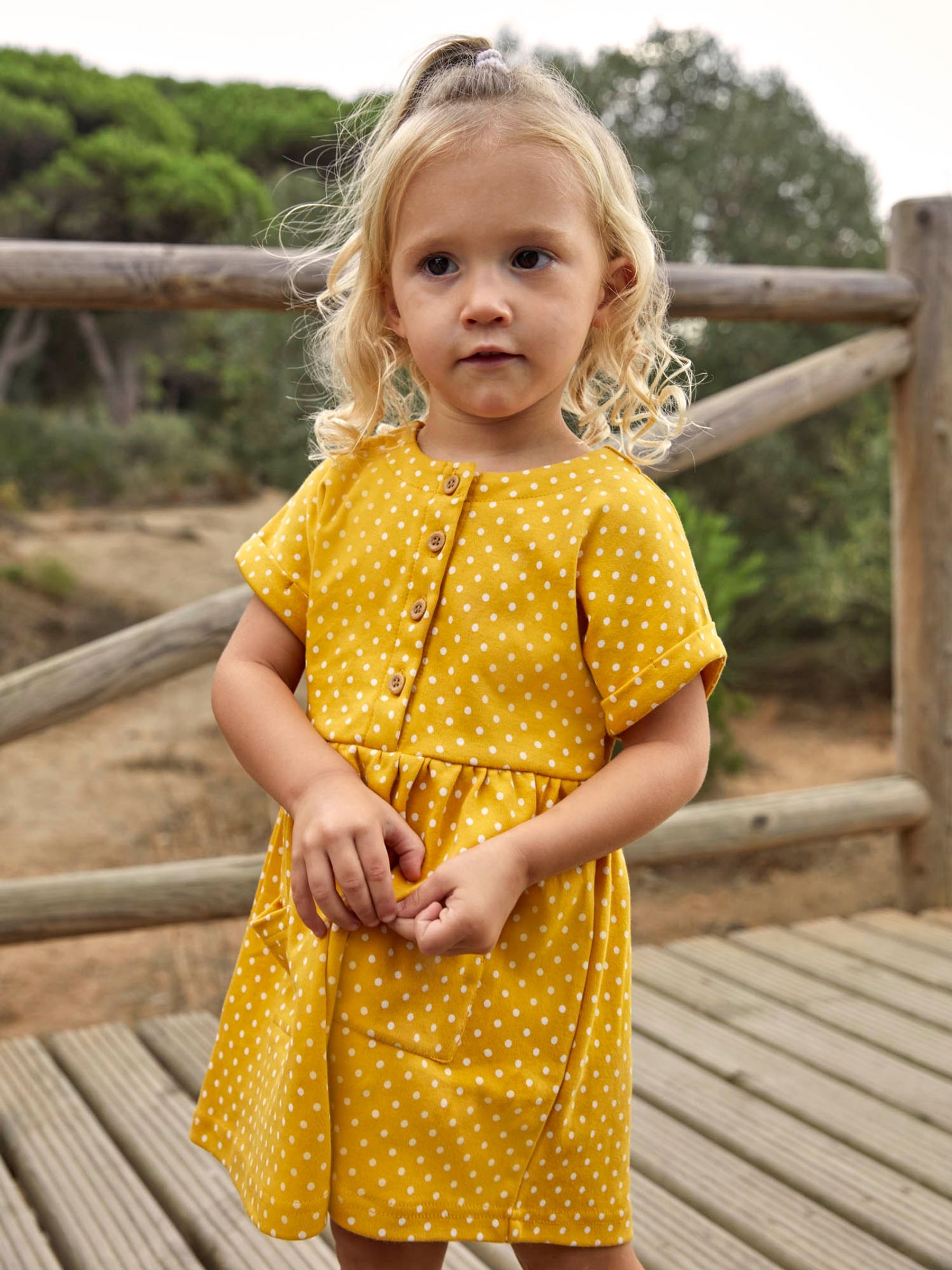 Yellow Spot Button Front Dress - Image 3 of 4