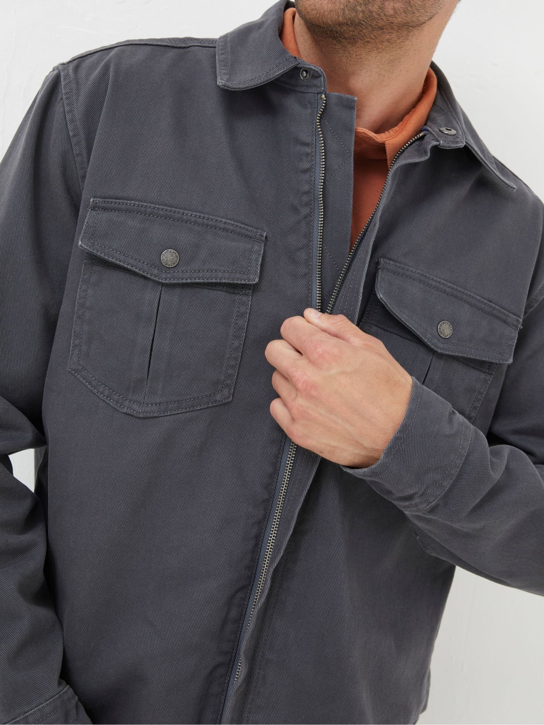 Grey Bowd Zip Front Overshirt - Image 3 of 4