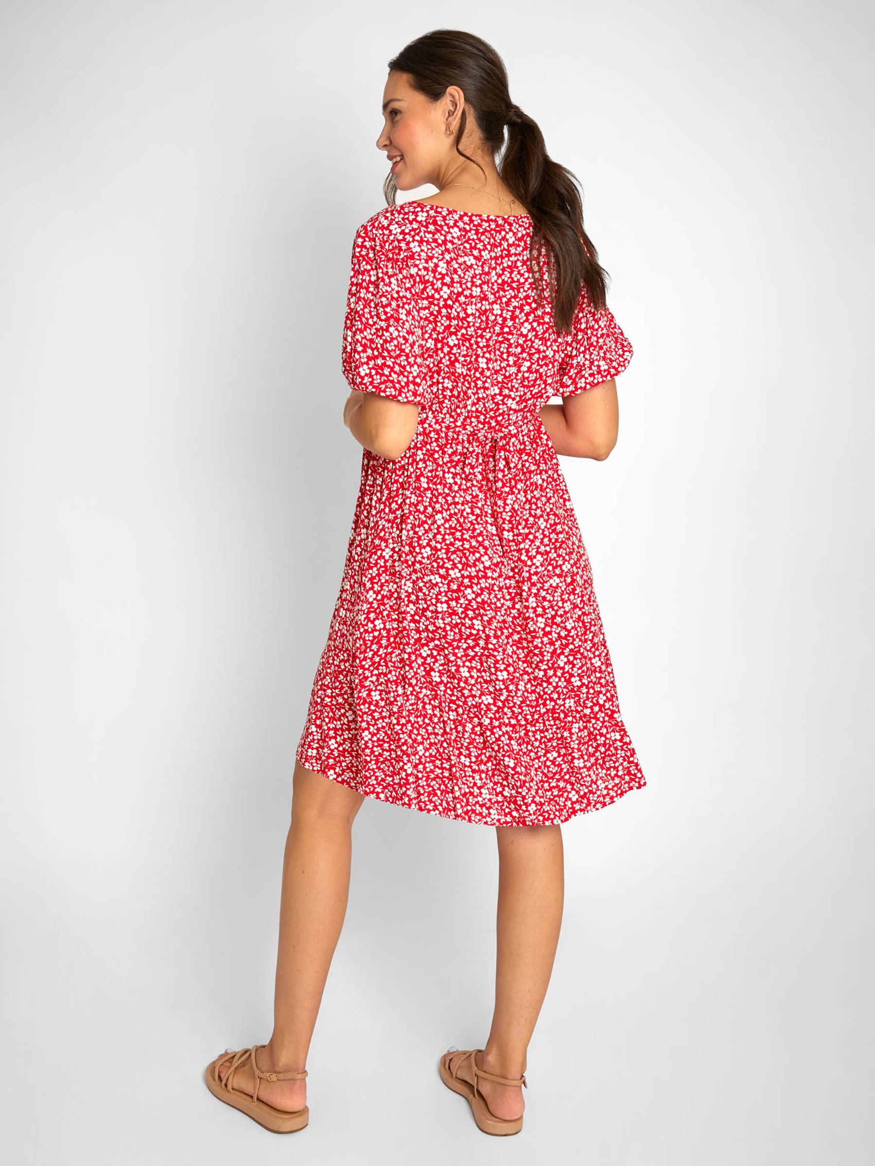 Red Ditsy Print Tiered Maternity Dress - Image 2 of 5
