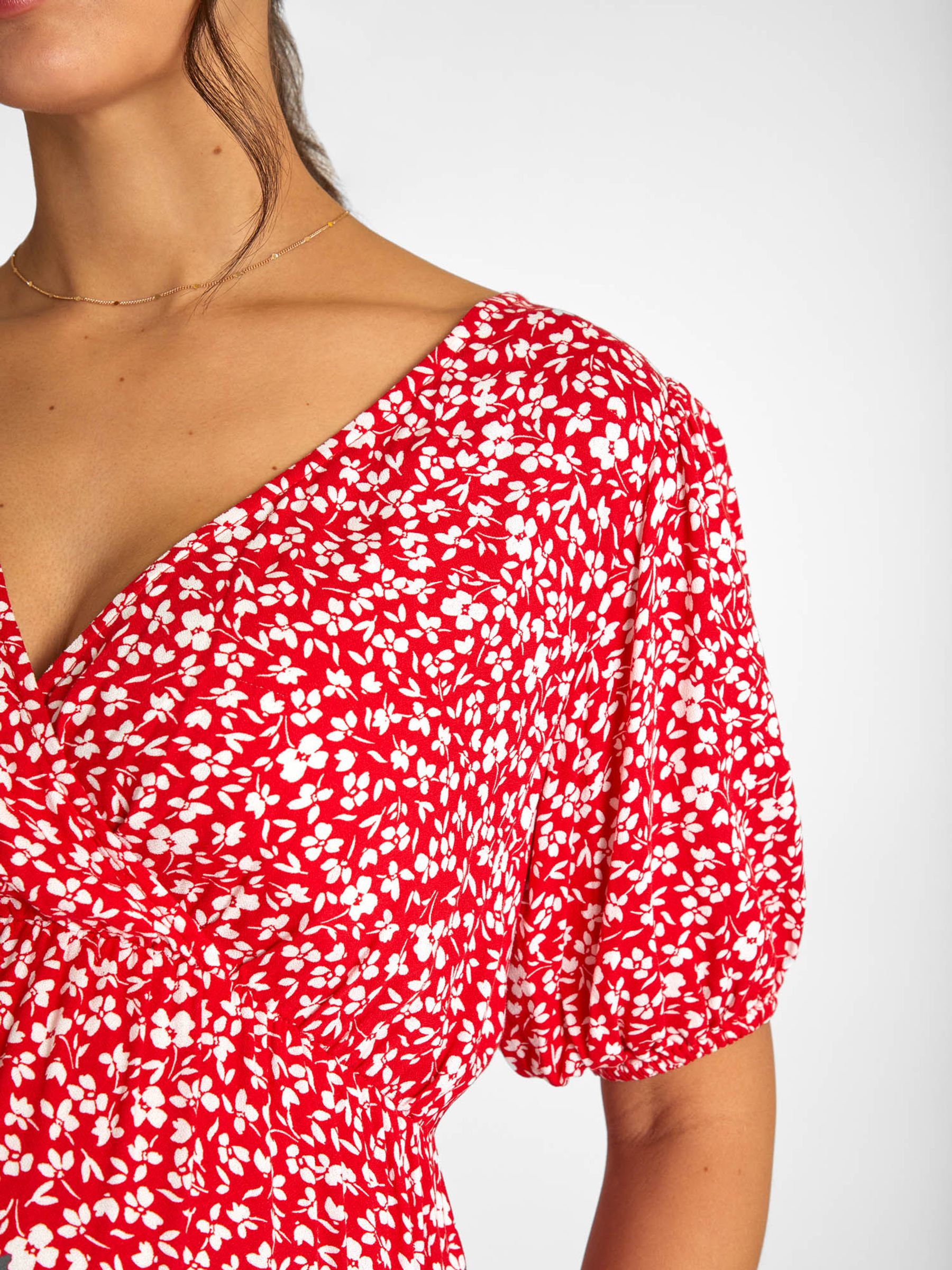 Red Ditsy Print Tiered Maternity Dress - Image 4 of 5