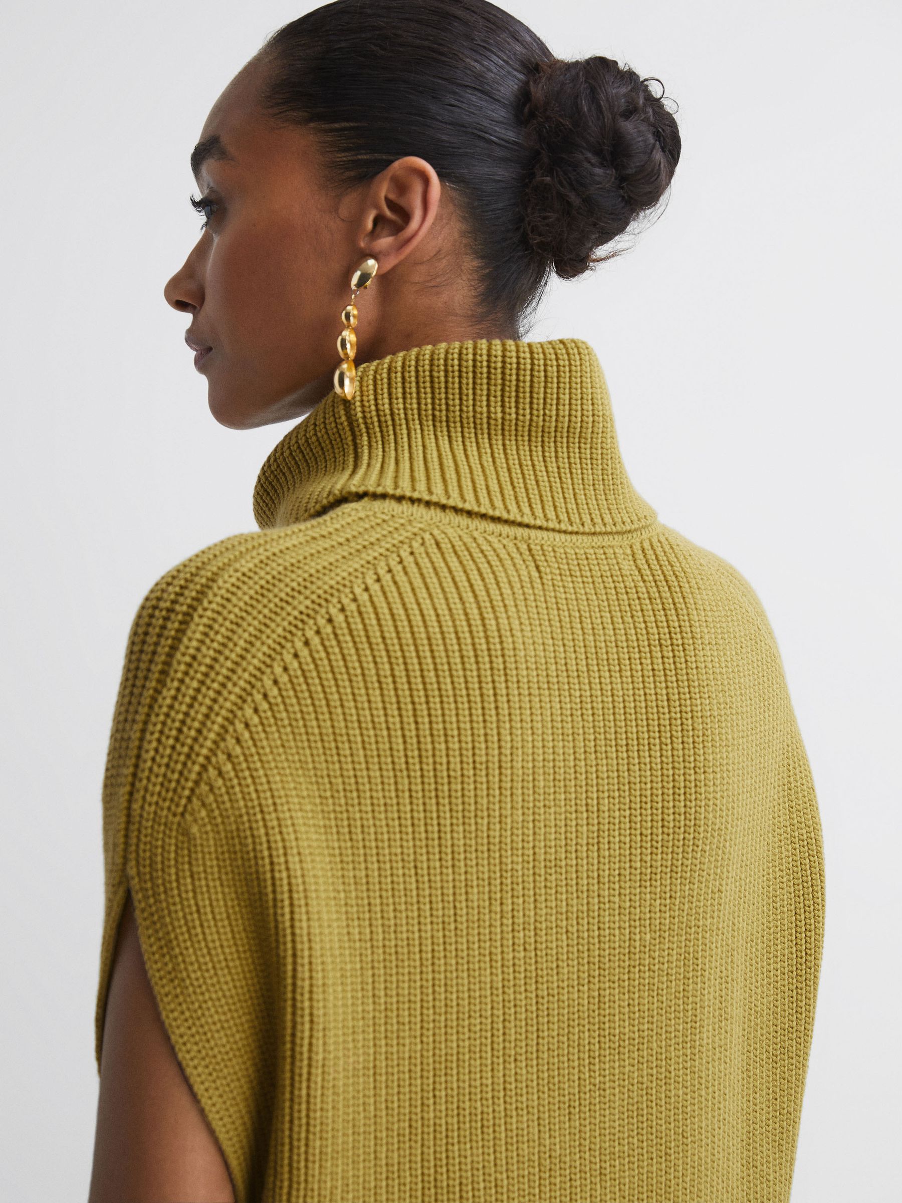 Florere Knitted Roll Neck Top in Lime - Image 4 of 6