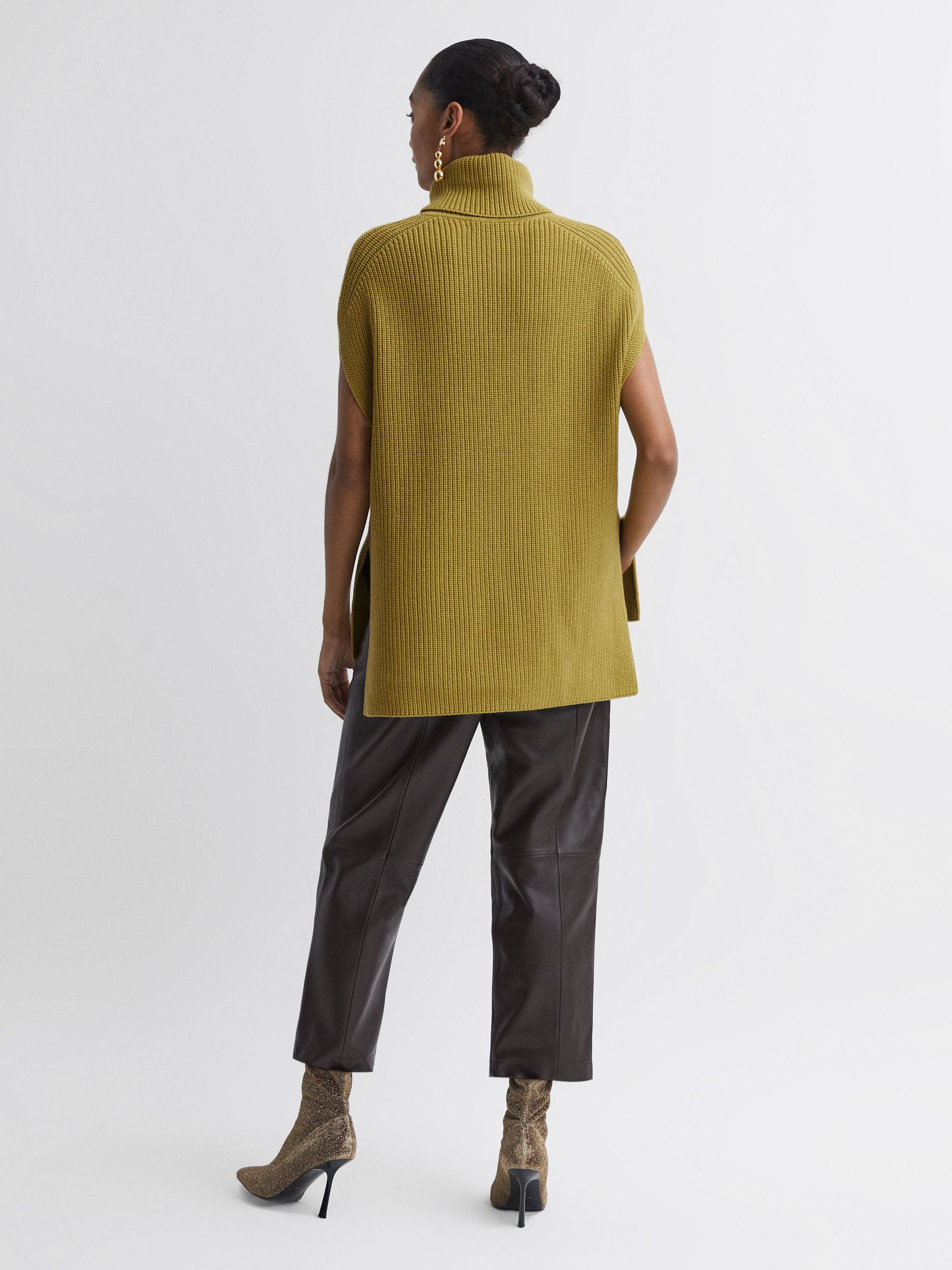 Florere Knitted Roll Neck Top in Lime - Image 5 of 6