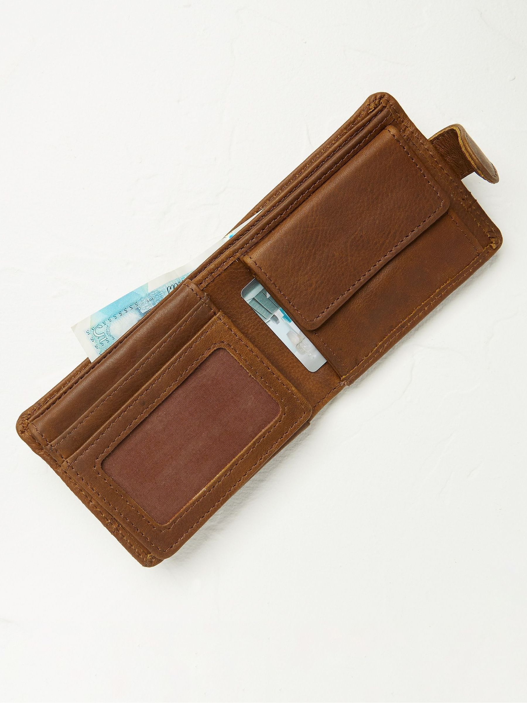 Brown Seamed Leather Wallet - Image 2 of 3