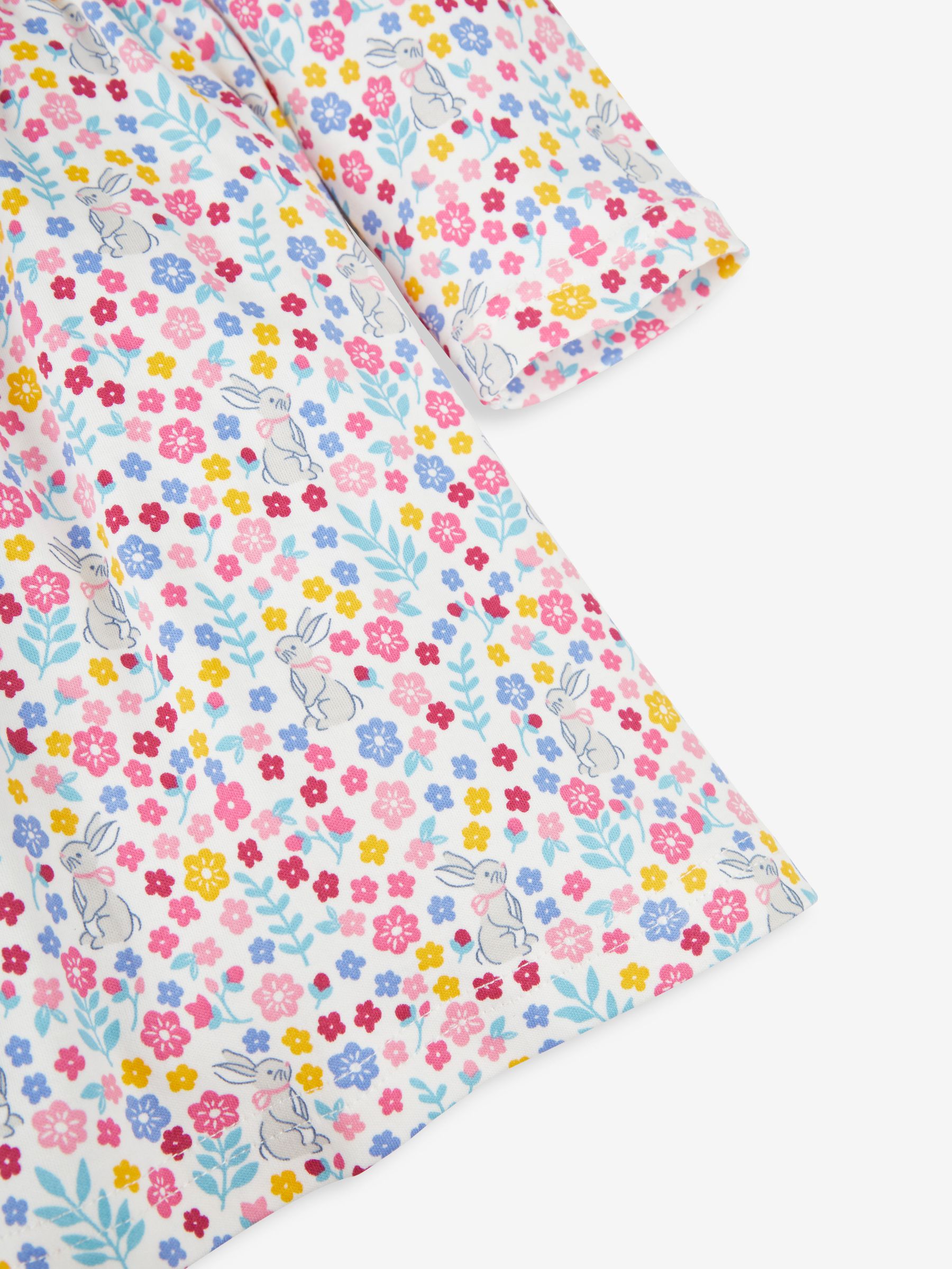 Cream Bunny Floral Girls' Smocked Peter Pan Dress - Image 3 of 3