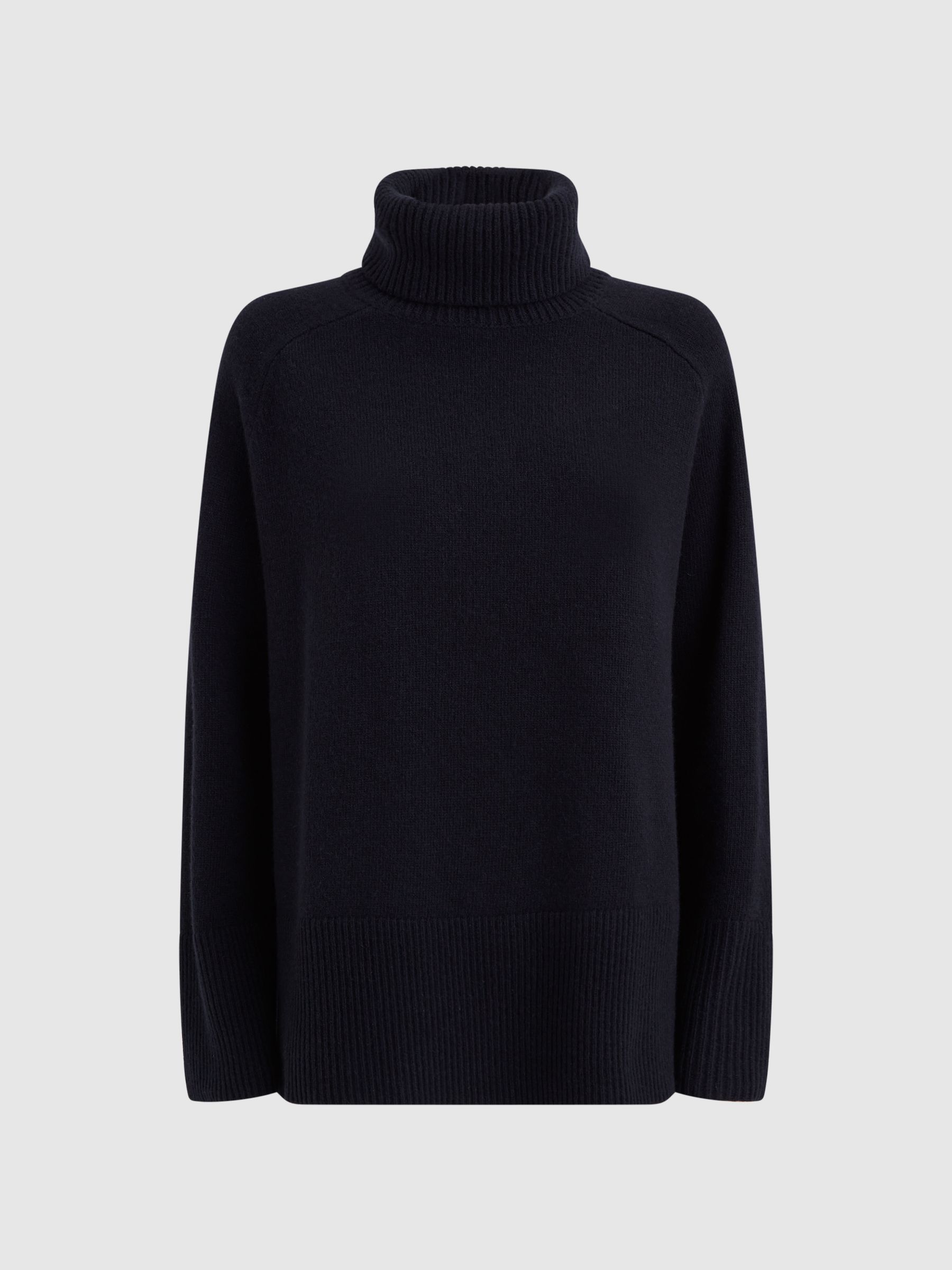 Wool-Cashmere Roll-Neck Jumper in Navy - Image 2 of 8