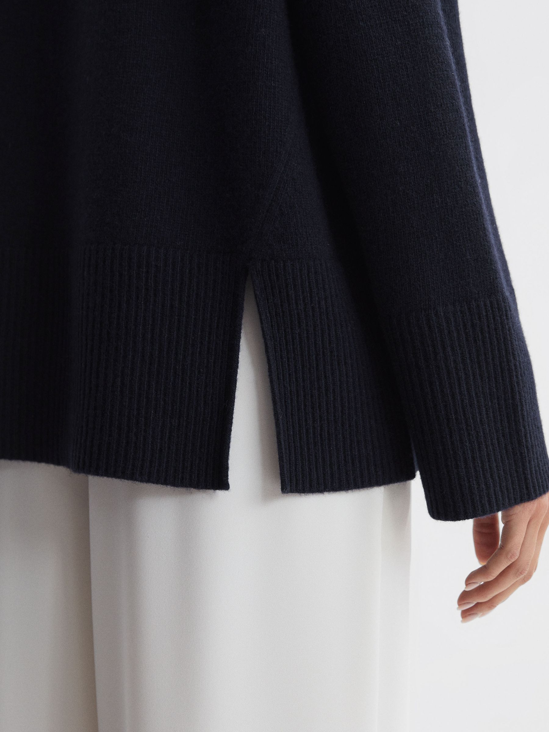 Wool-Cashmere Roll-Neck Jumper in Navy - Image 4 of 8