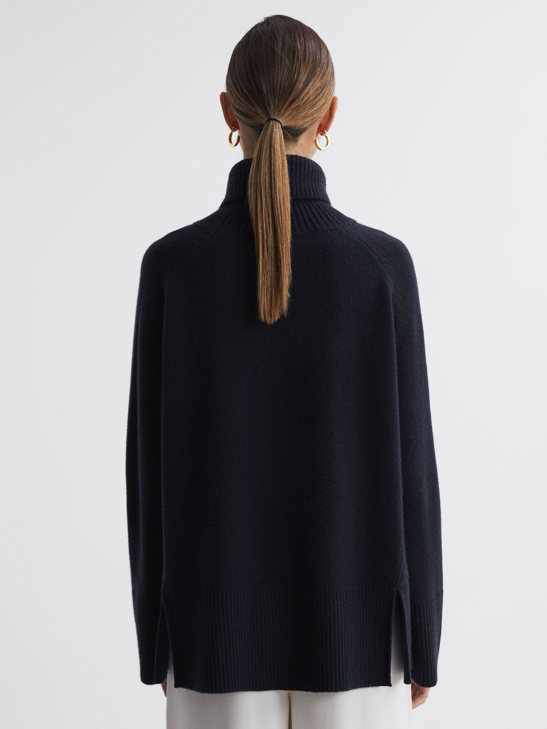 Wool-Cashmere Roll-Neck Jumper in Navy - Image 6 of 8