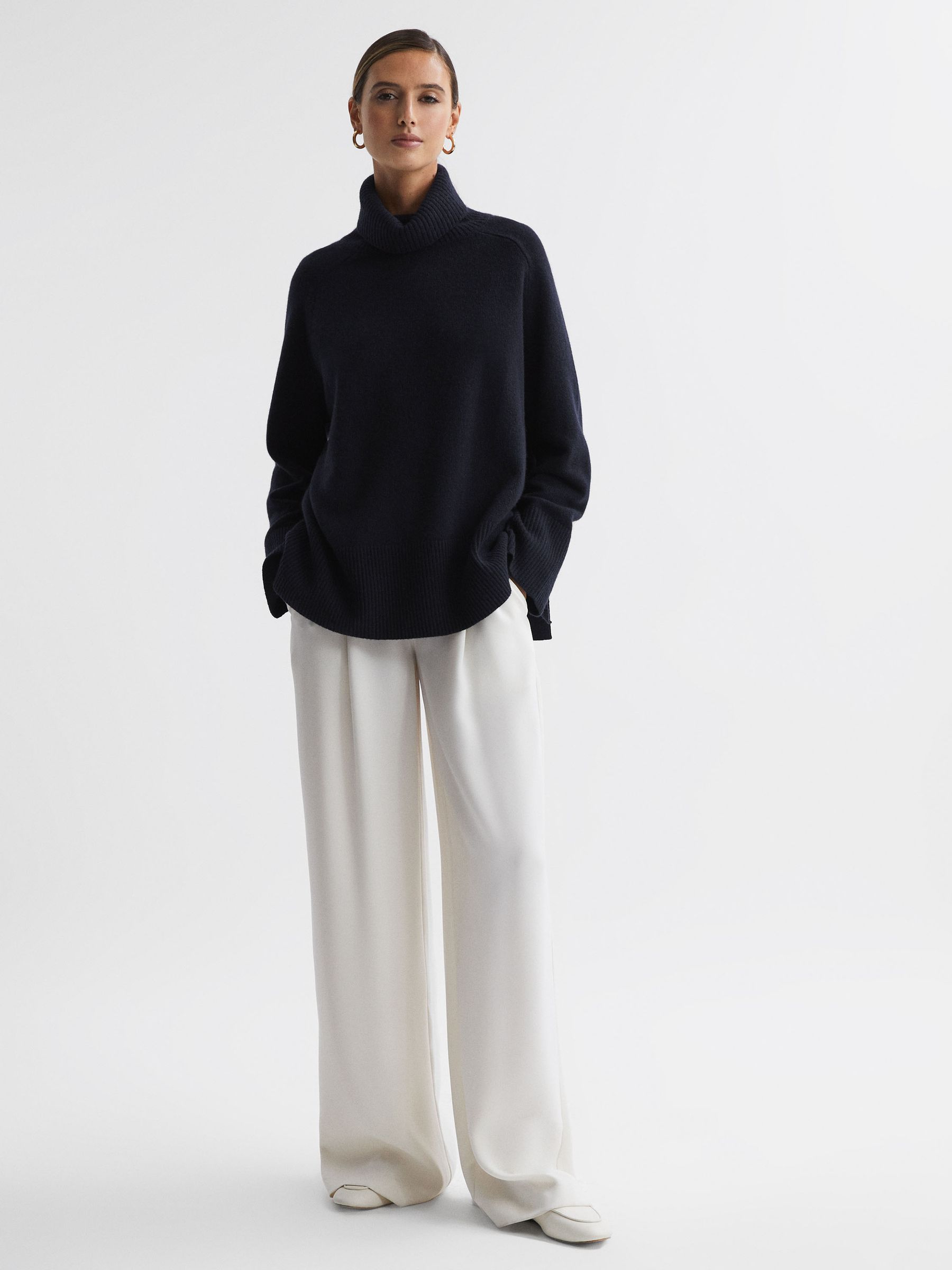 Wool-Cashmere Roll-Neck Jumper in Navy - Image 7 of 8