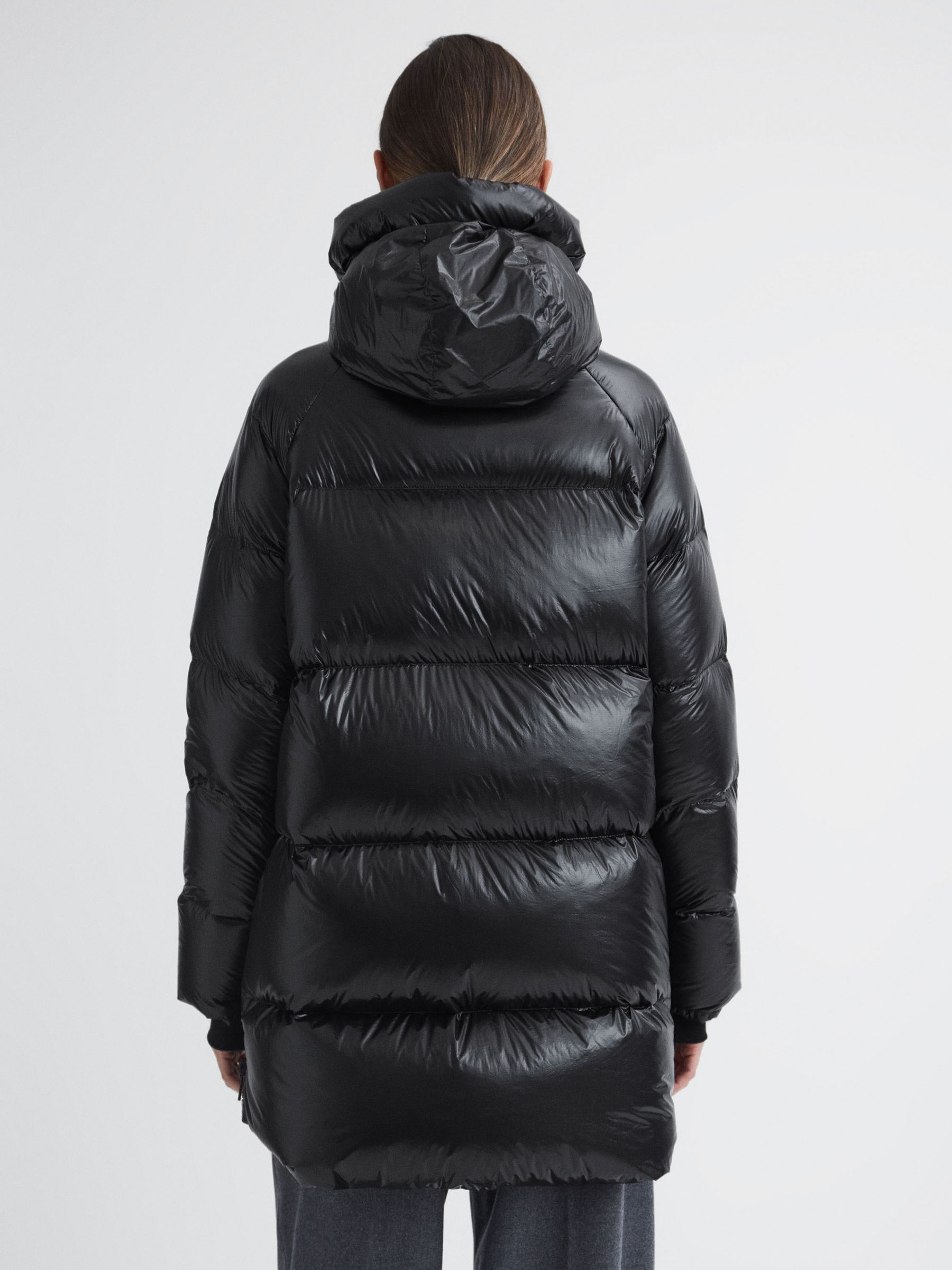 Shiny Mid Length Puffer Coat in Black - Image 5 of 5
