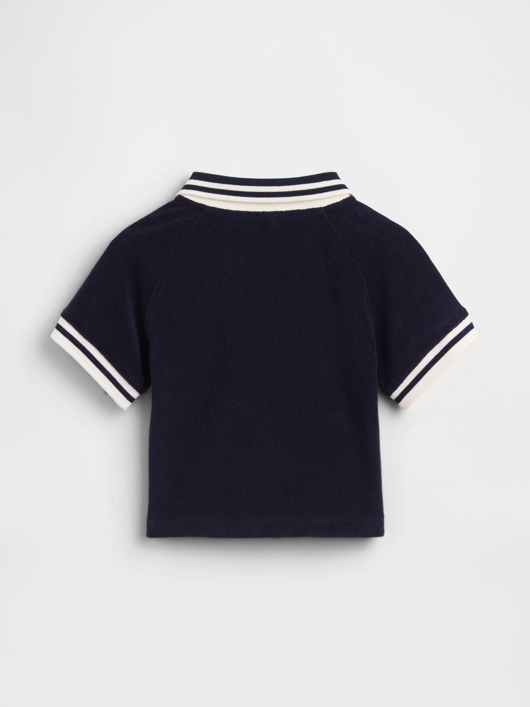 Navy Towel Terry Polo Shirt - Image 2 of 2 Navy Towel Terry Polo Shirt - Image 2 of 2
