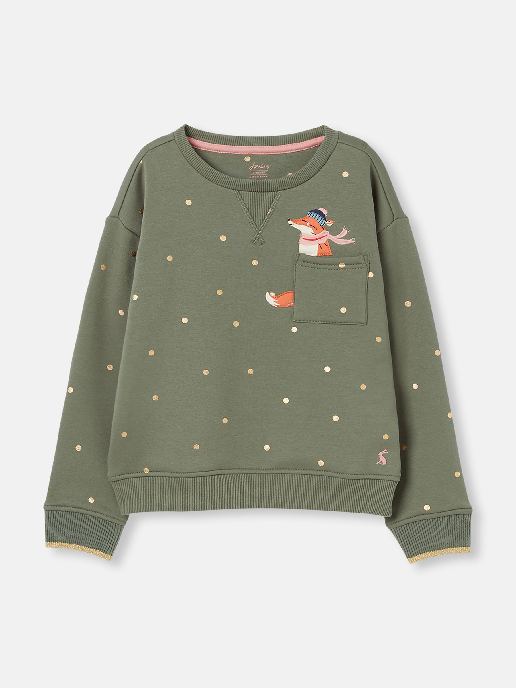 Mackenzie Khaki Green Embroidered Artwork Crew Neck Sweatshirt - Image 1 of 5