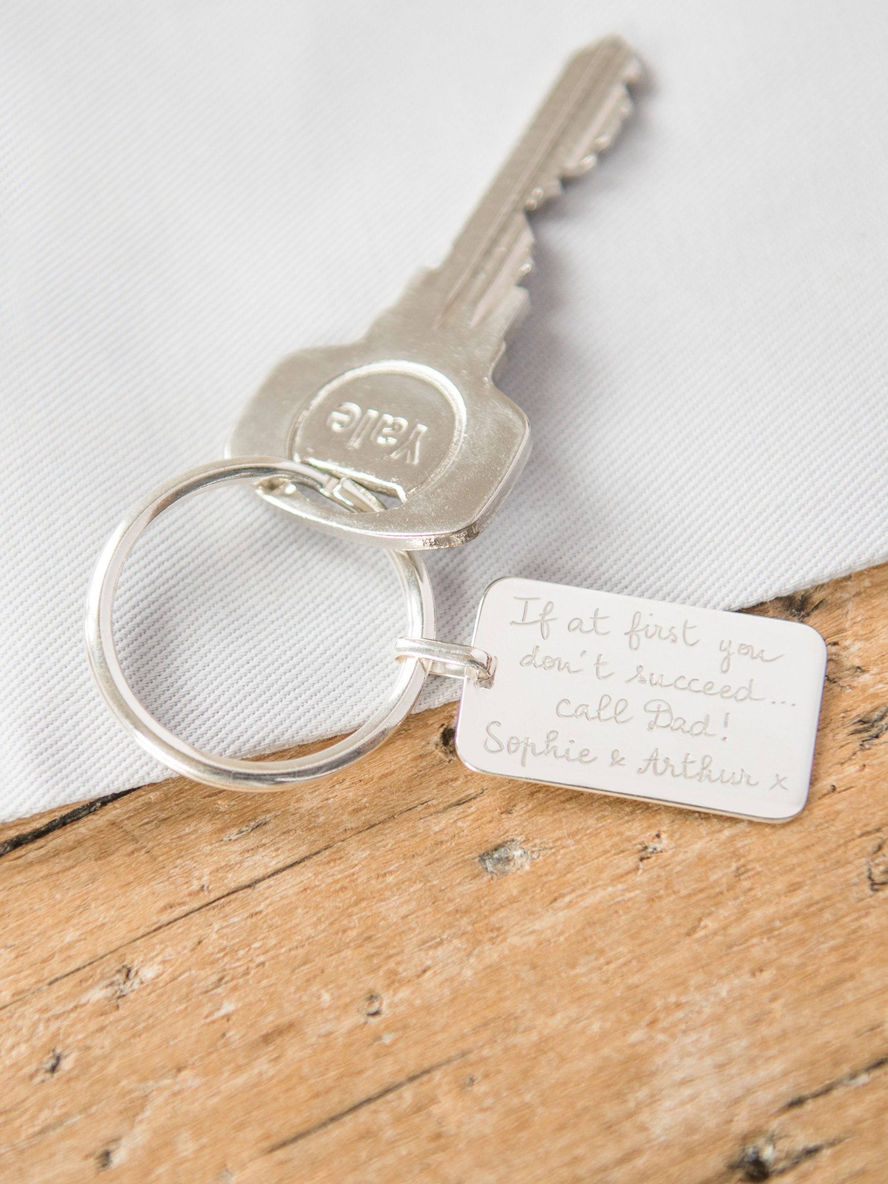 Sterling Silver Merci Maman Personalised Dog Tag Keyring - Image 1 of 2