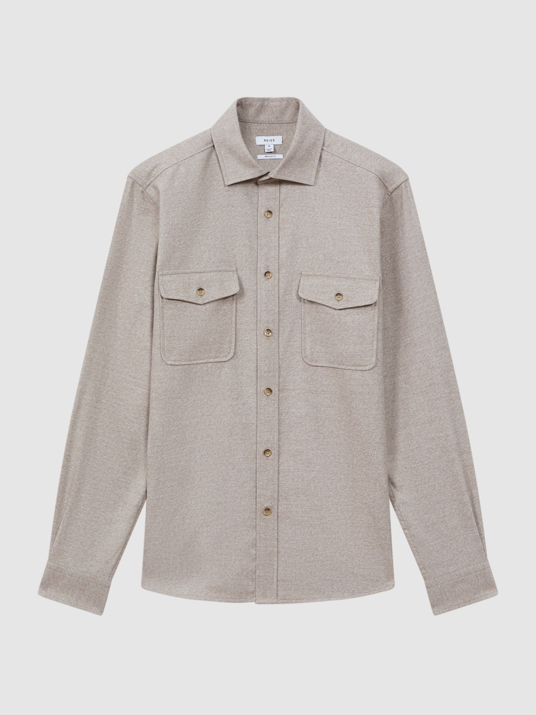 Chaser Wheat Melange Button-Through Twin Pocket Overshirt - Image 2 of 5