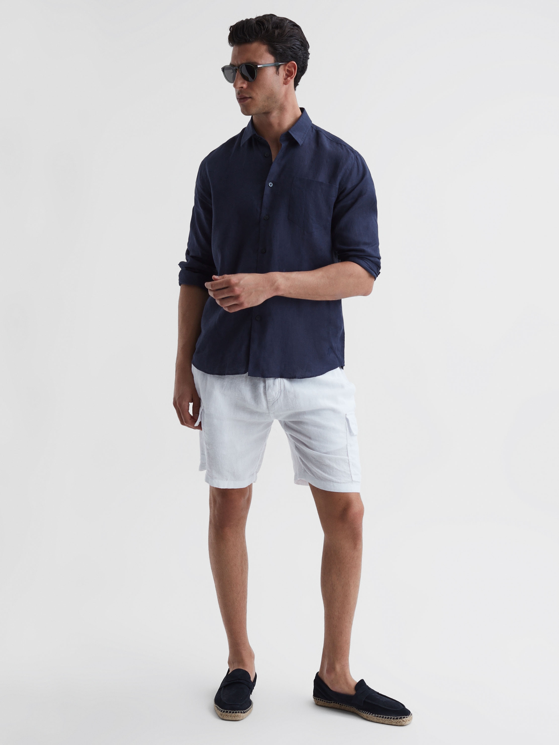 Vilebrequin Linen Shirt in Navy - Image 1 of 5