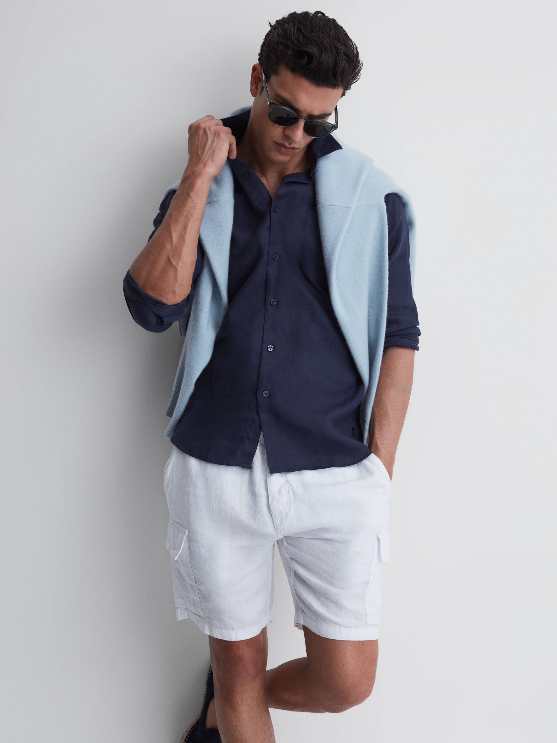Vilebrequin Linen Shirt in Navy - Image 5 of 5