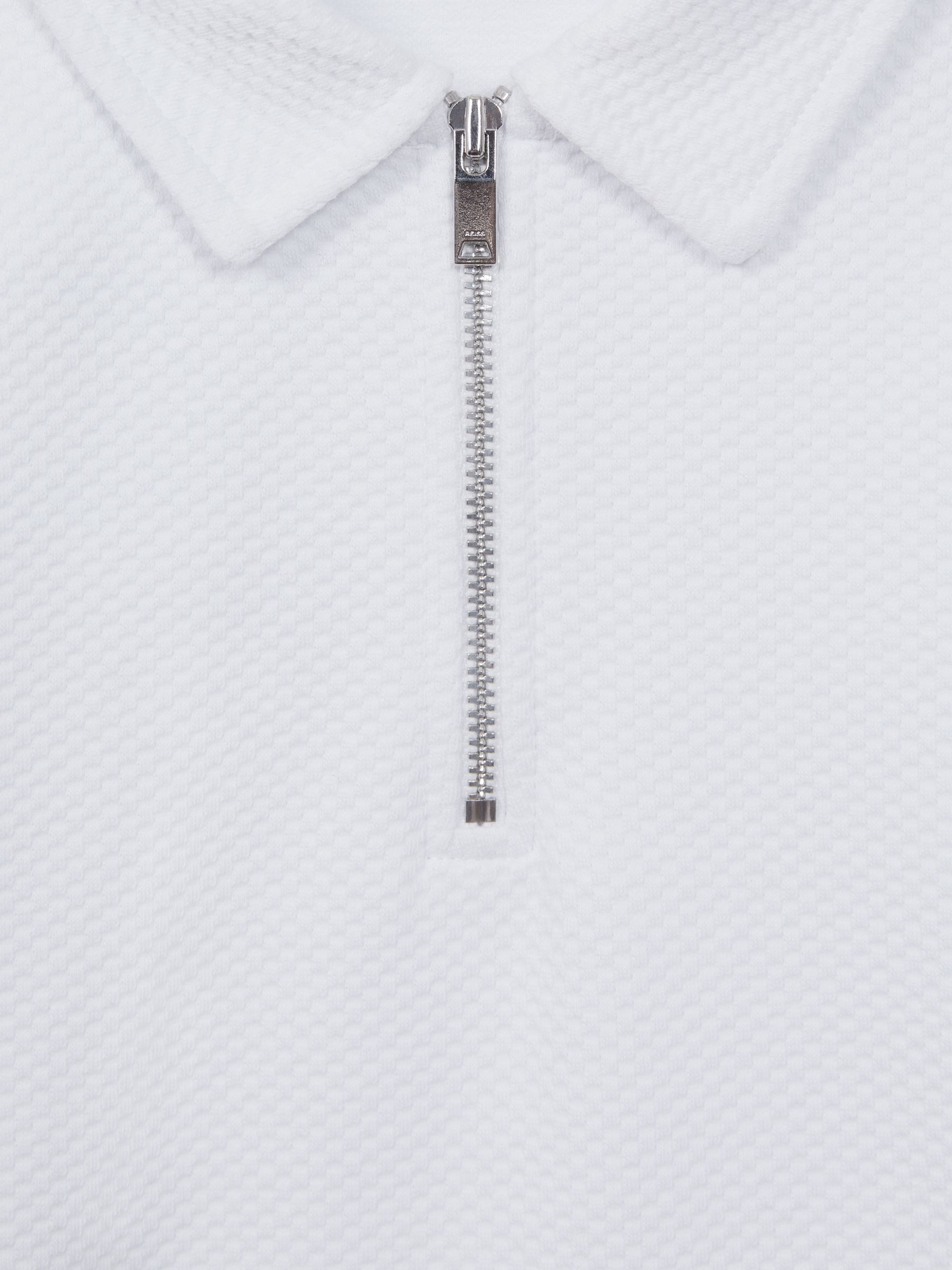 Junior Textured Half-Zip Polo Shirt in White - Image 6 of 6