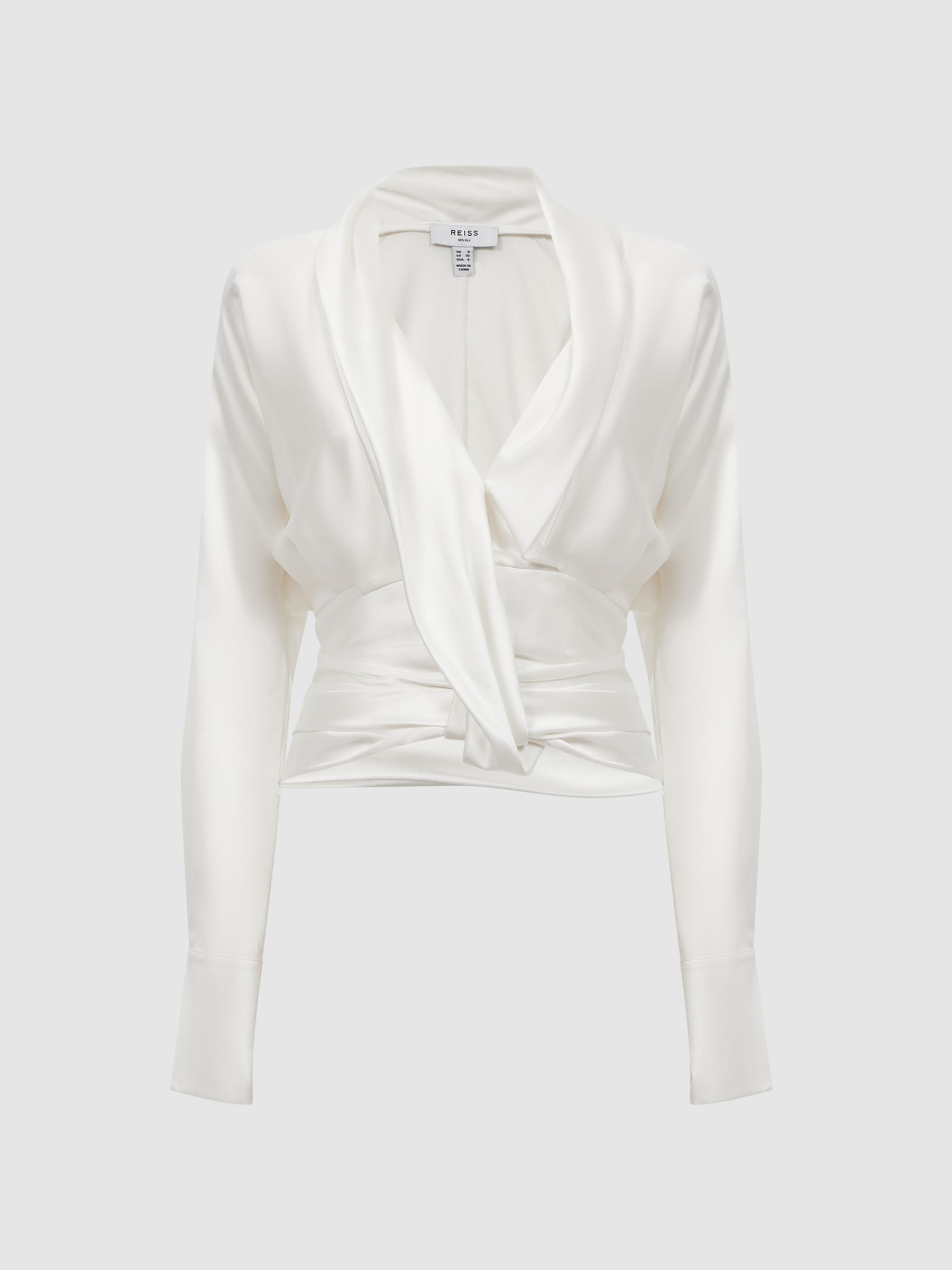 Silk Draped Blouse in Ivory - Image 2 of 5