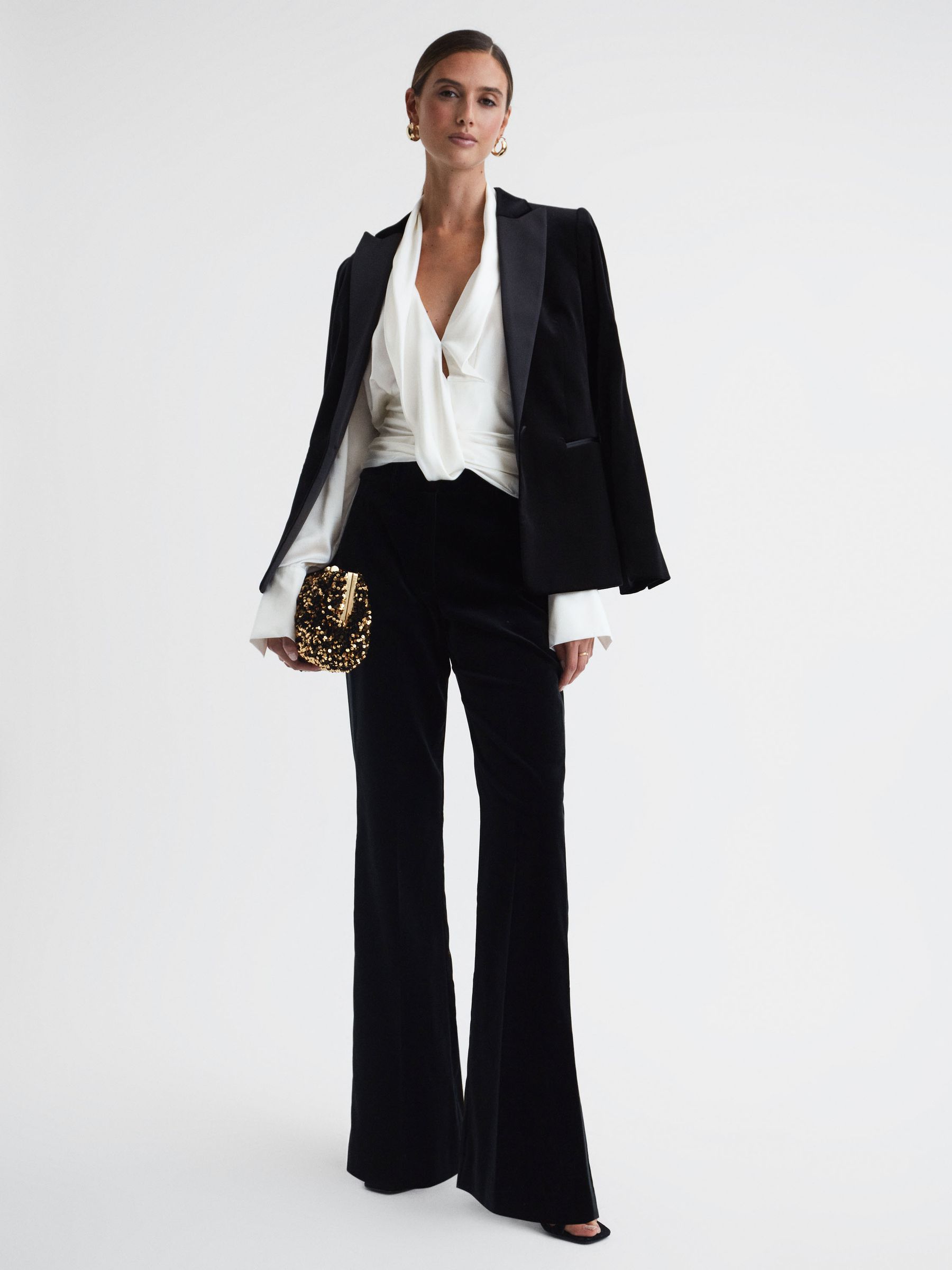 Silk Draped Blouse in Ivory - Image 3 of 5