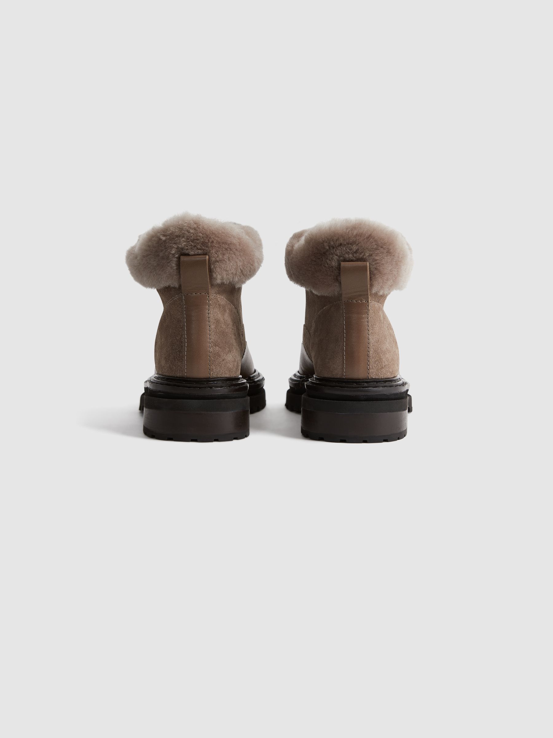 Suede Faux Fur Hiking Boots in Mink - Image 4 of 5