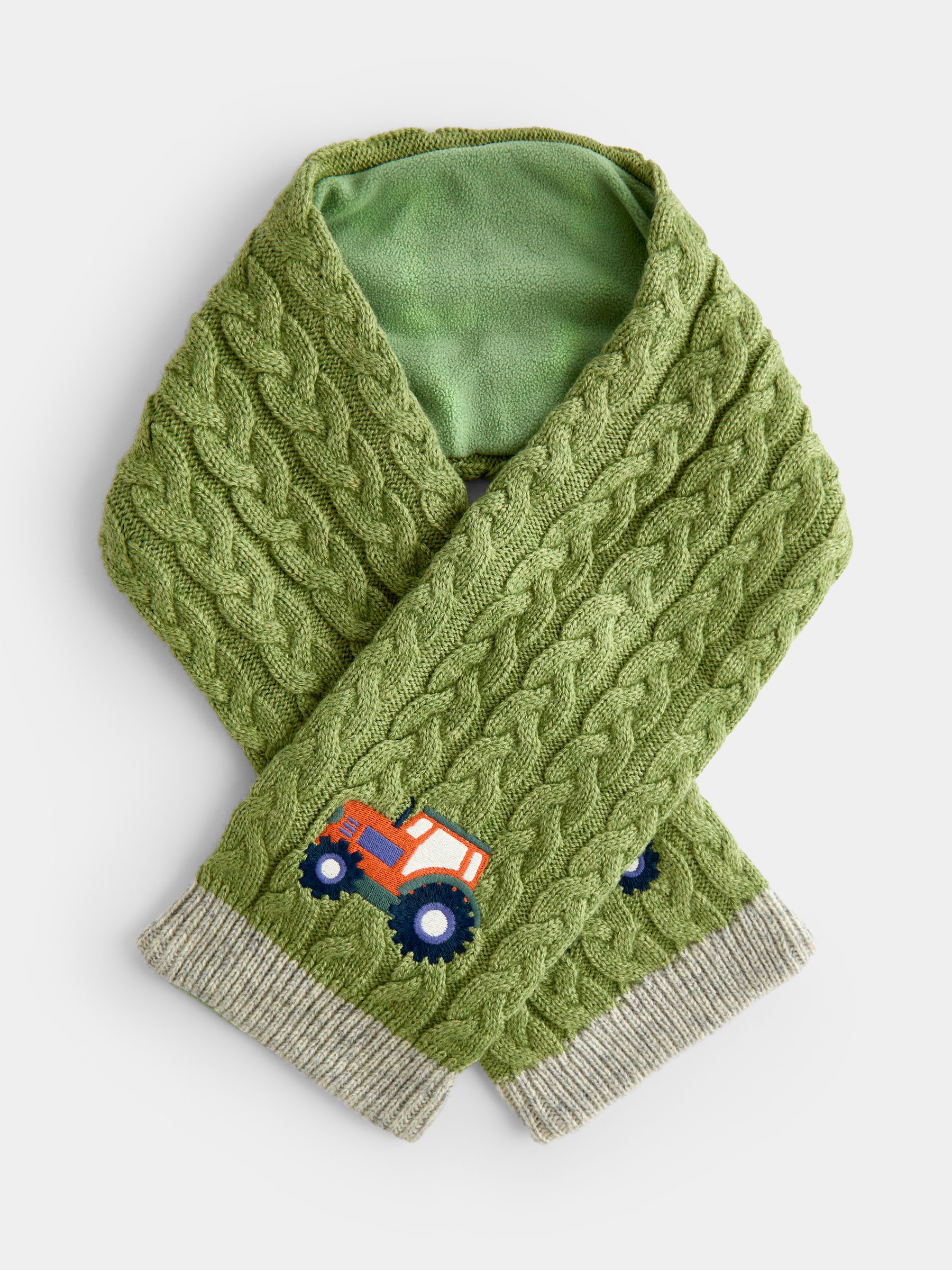 Green Gingham Tractor Knitted Scarf - Image 1 of 4