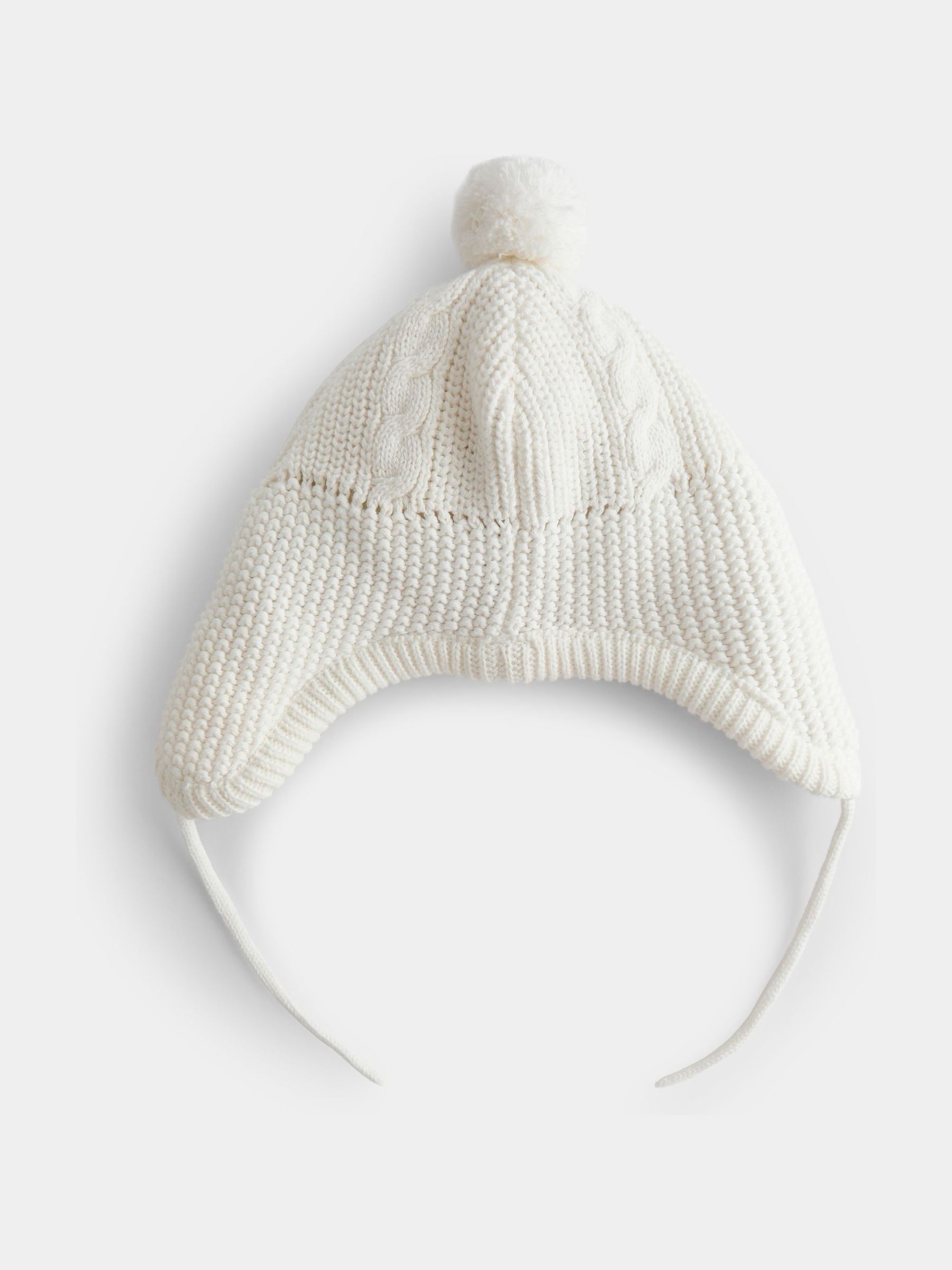 Natural Pom Pom Cable Hat - Image 2 of 4 Natural Pom Pom Cable Hat - Image 2 of 4