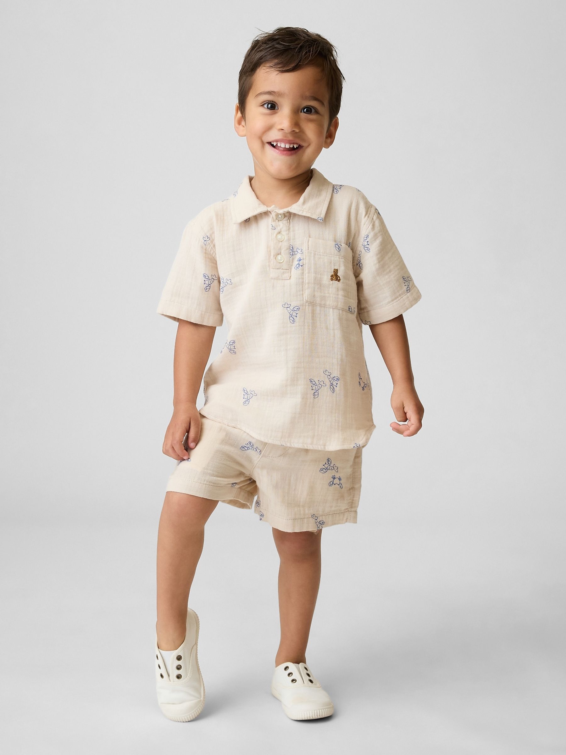 Beige Lobster Gauze Print Pull On Shorts - Image 1 of 3