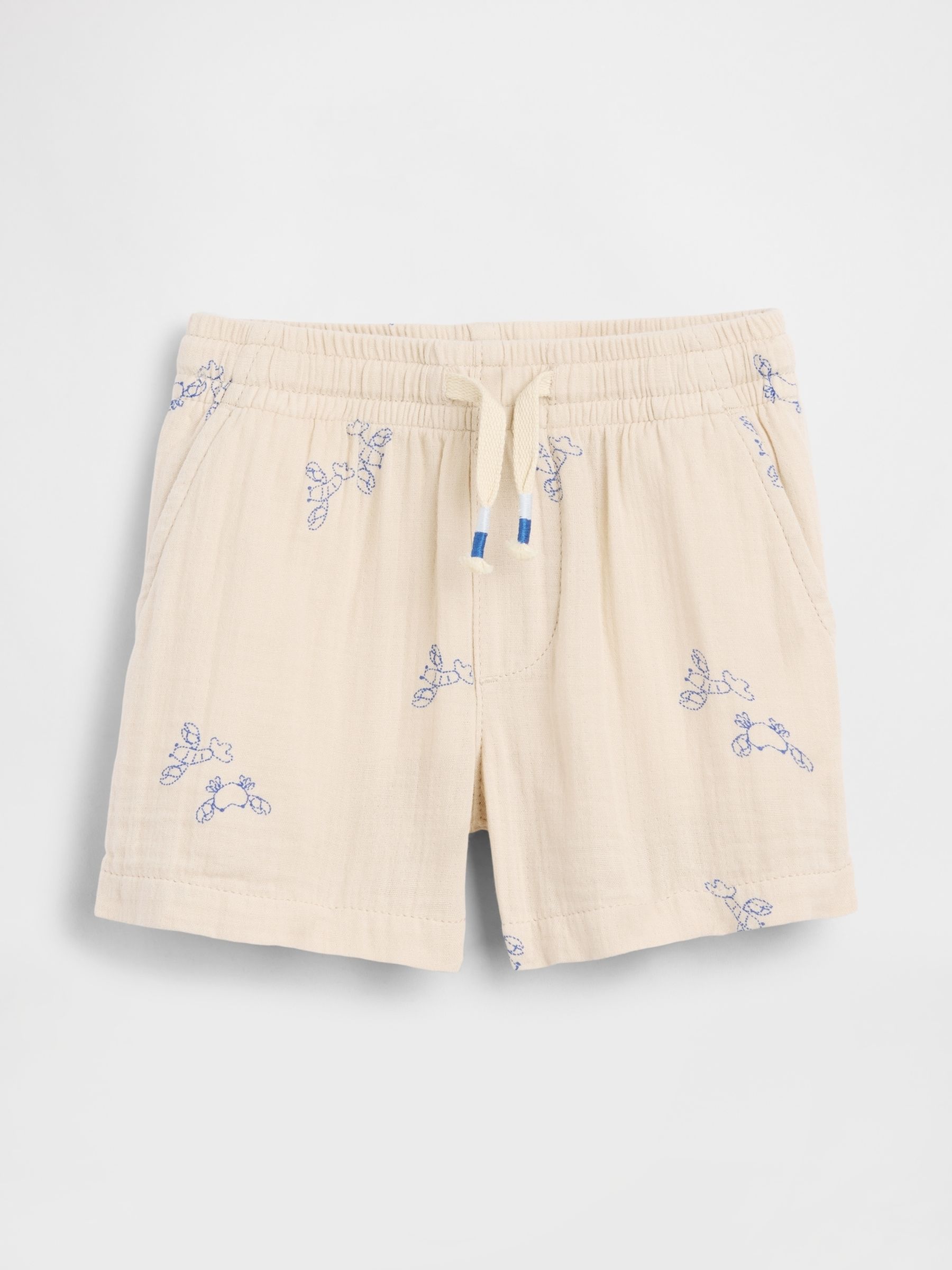 Beige Lobster Gauze Print Pull On Shorts - Image 2 of 3 Beige Lobster Gauze Print Pull On Shorts - Image 2 of 3