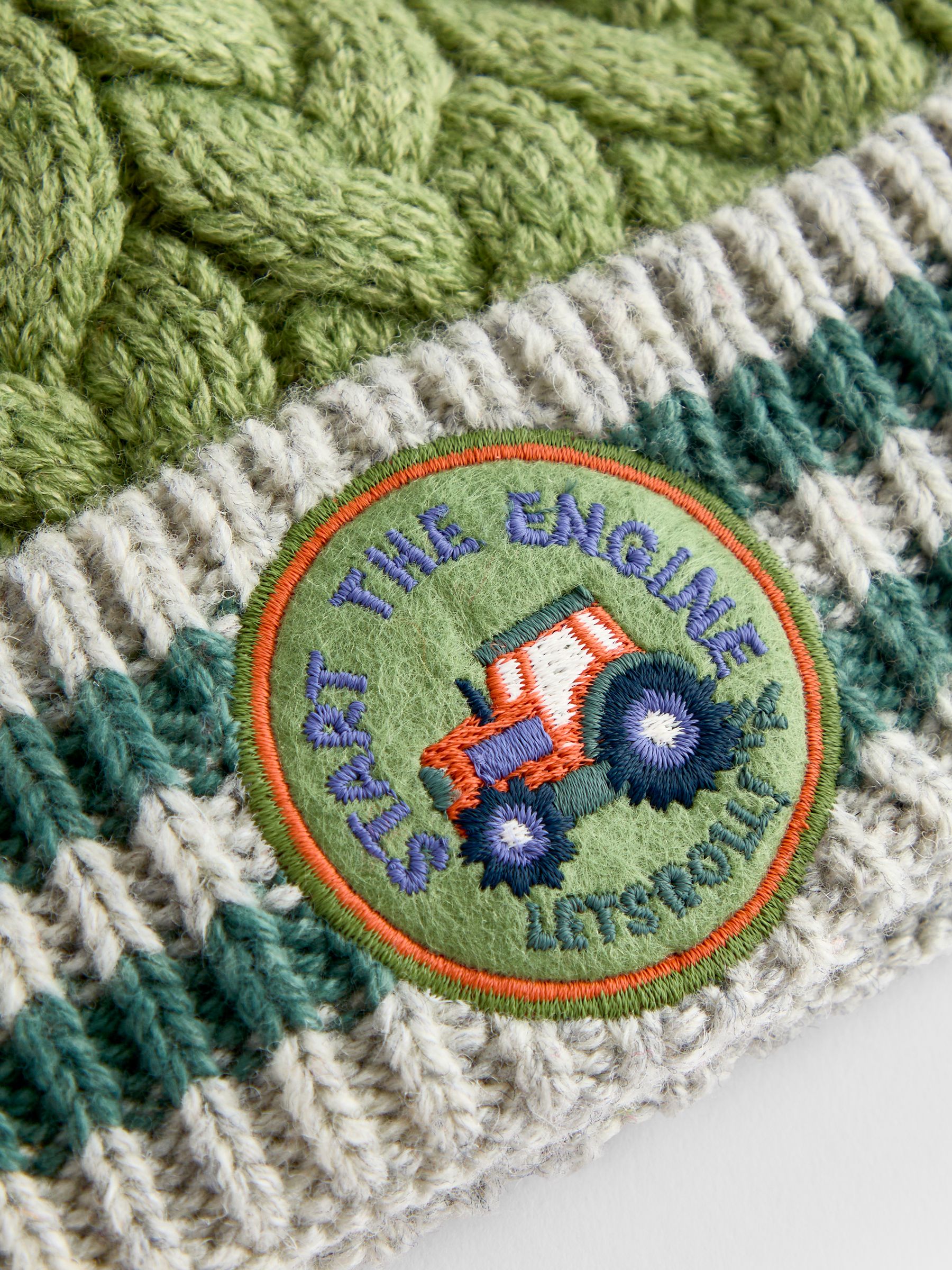 Green Tractor Cable Knit Hat - Image 3 of 4