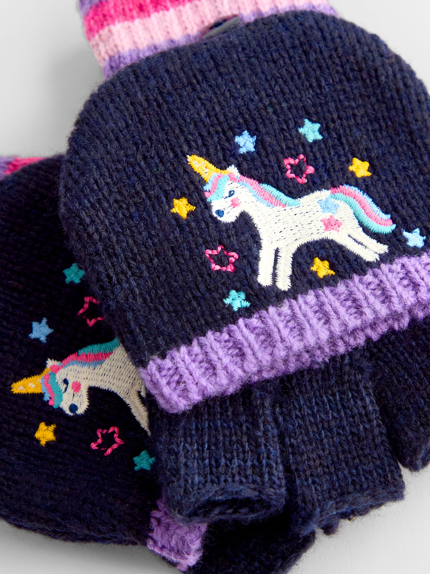 Navy Unicorn Embroidered Gloves - Image 5 of 5
