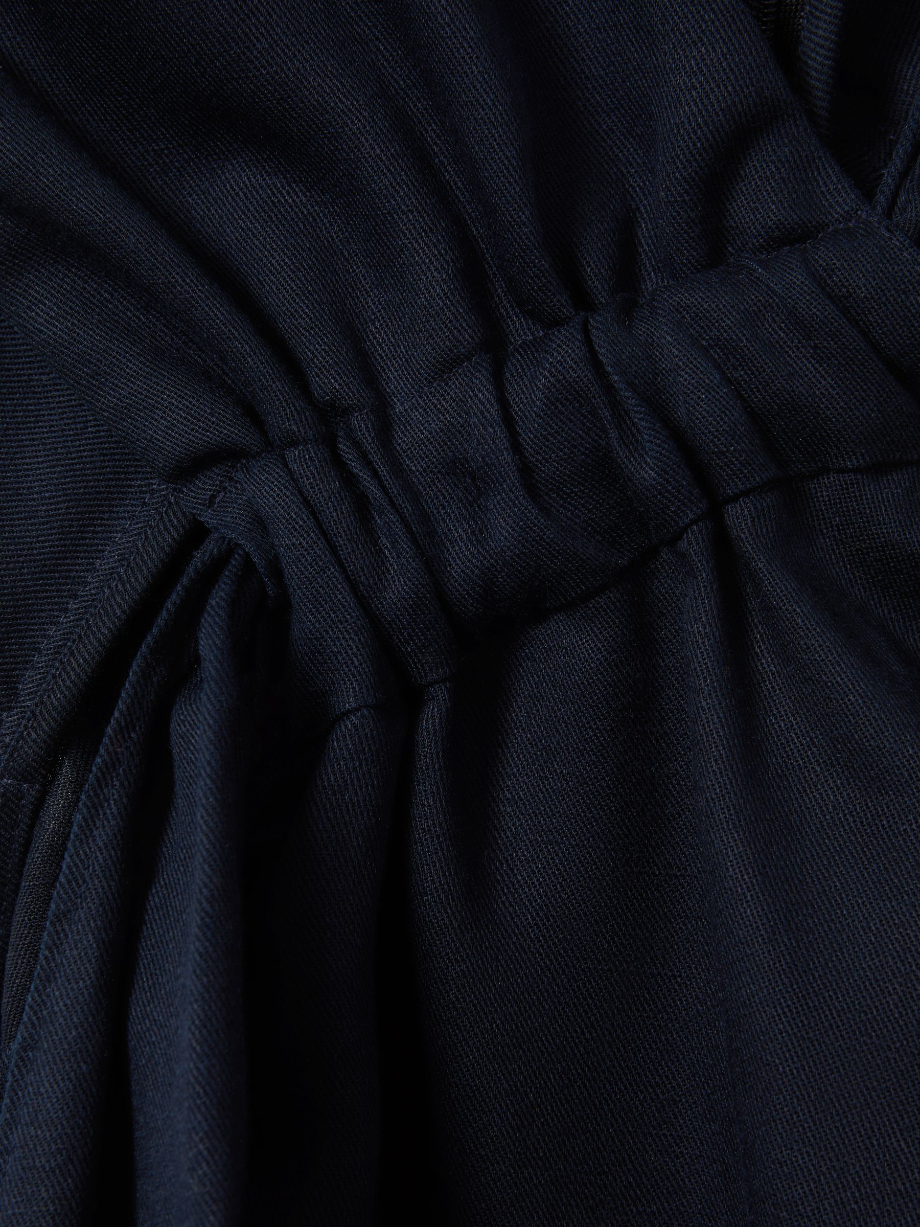 Linen Blend Drape Midi Dress in Navy - Image 6 of 6