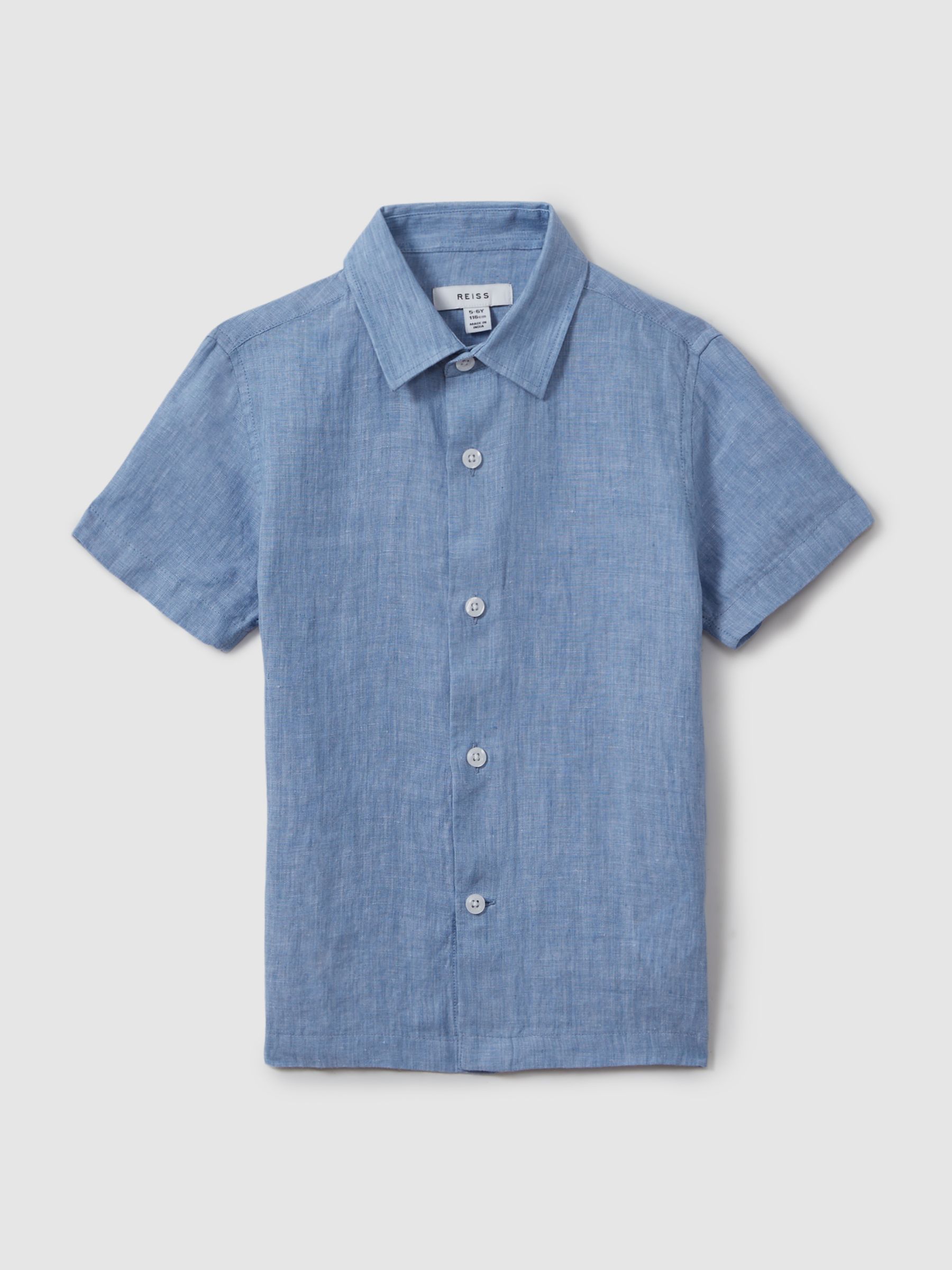 13-14 yrs Short Sleeve Linen Shirt in Sky Blue - Image 1 of 4