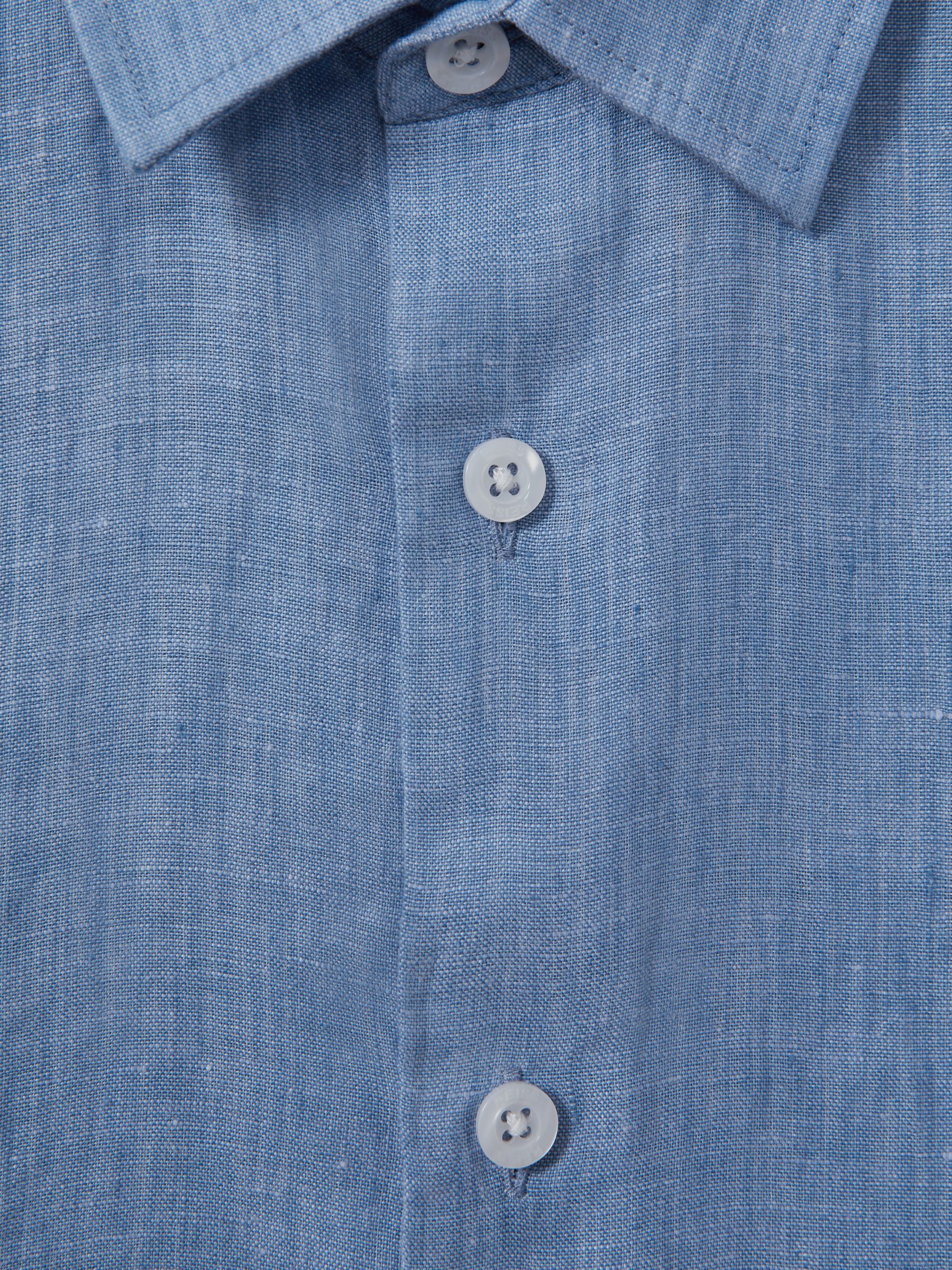 13-14 yrs Short Sleeve Linen Shirt in Sky Blue - Image 4 of 4