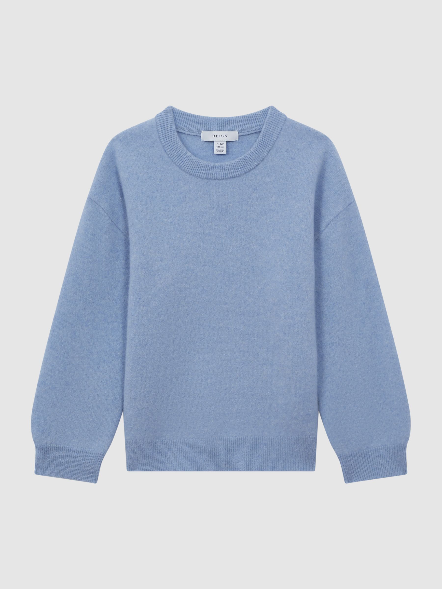 Junior Merino Crew Neck Jumper in Soft Blue - Image 2 of 6