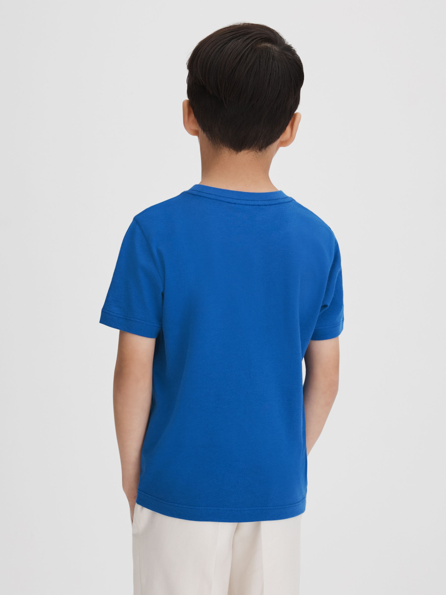 3-9 yrs Cotton Crew Neck T-Shirt in Lapis Blue - Image 4 of 5
