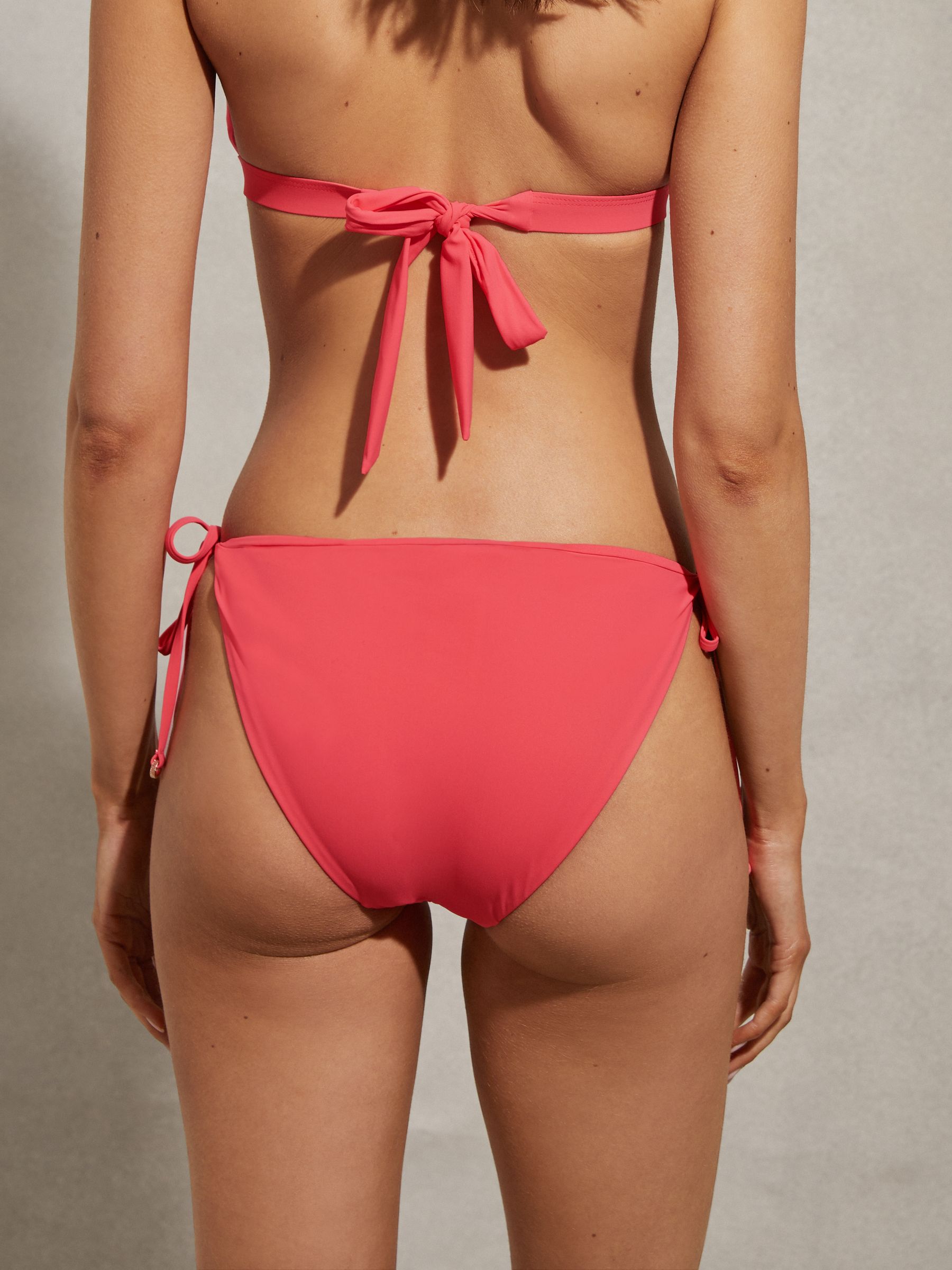 Triangle Halter Neck Bikini Top in Coral - Image 4 of 6