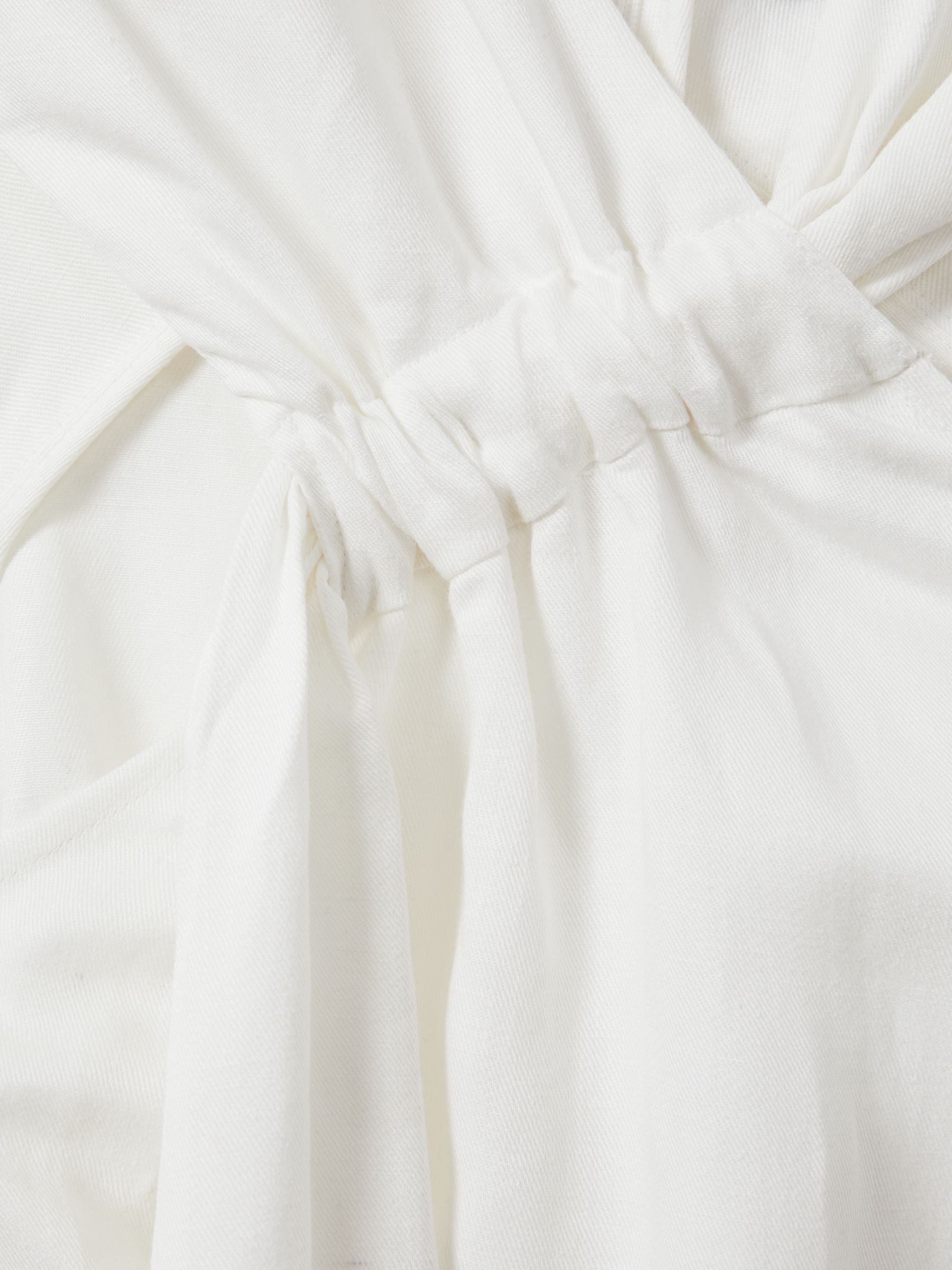 Linen Blend Drape Midi Dress in White - Image 5 of 5