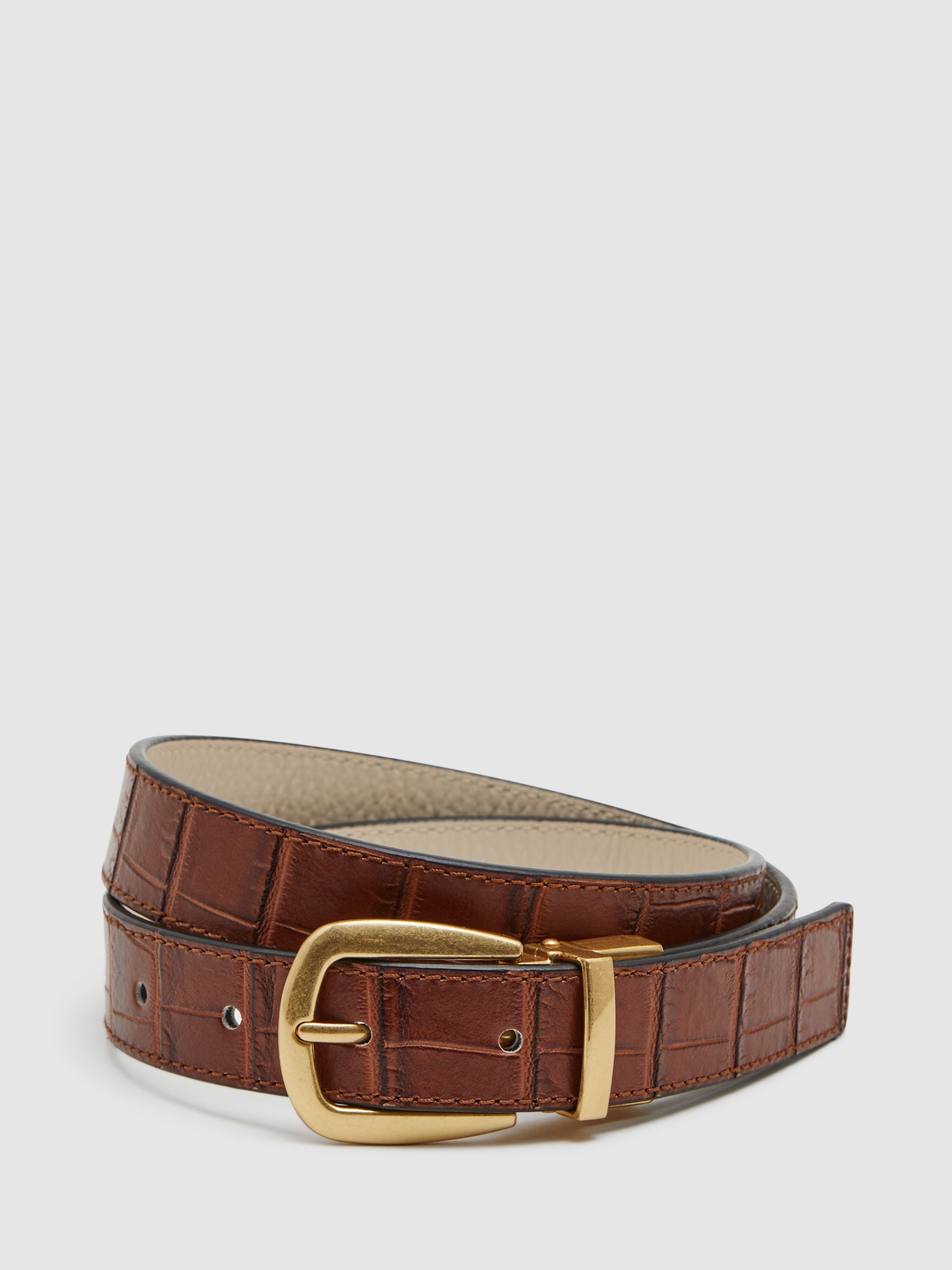 Reversible Leather Belt in White/Tan - Image 1 of 6