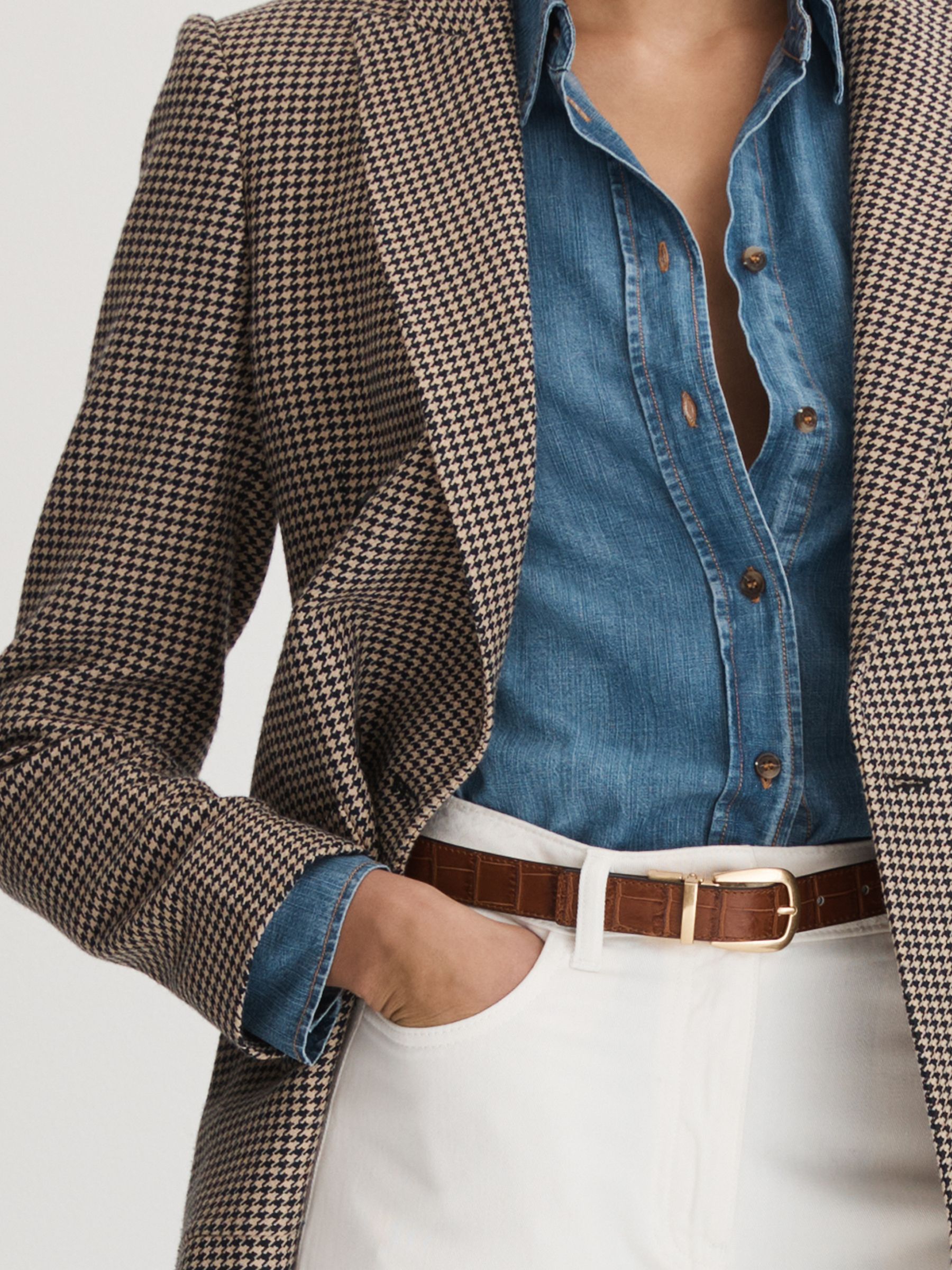 Reversible Leather Belt in White/Tan - Image 2 of 6