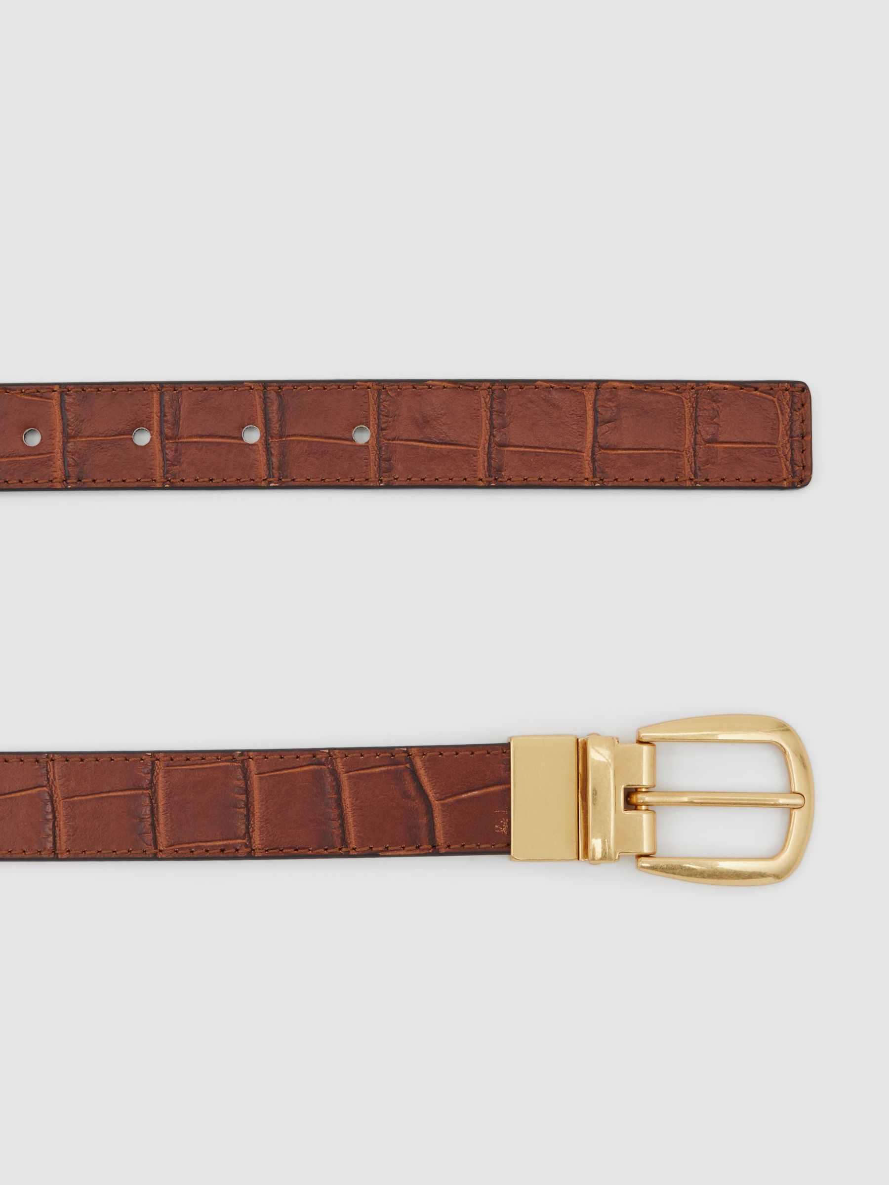 Reversible Leather Belt in White/Tan - Image 3 of 6