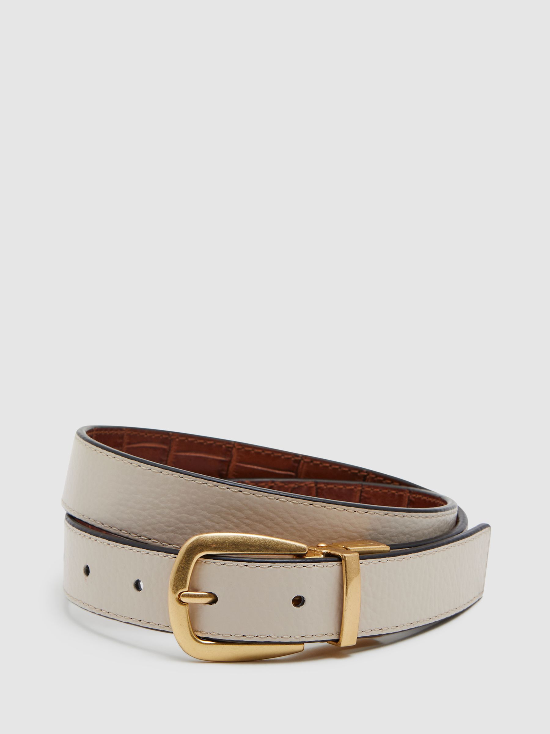 Reversible Leather Belt in White/Tan - Image 5 of 6