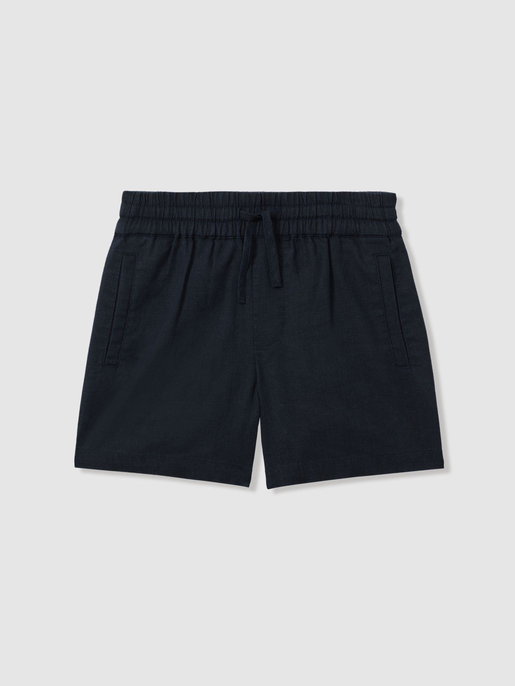 Senior Linen Drawstring Shorts in Navy - Image 2 of 4