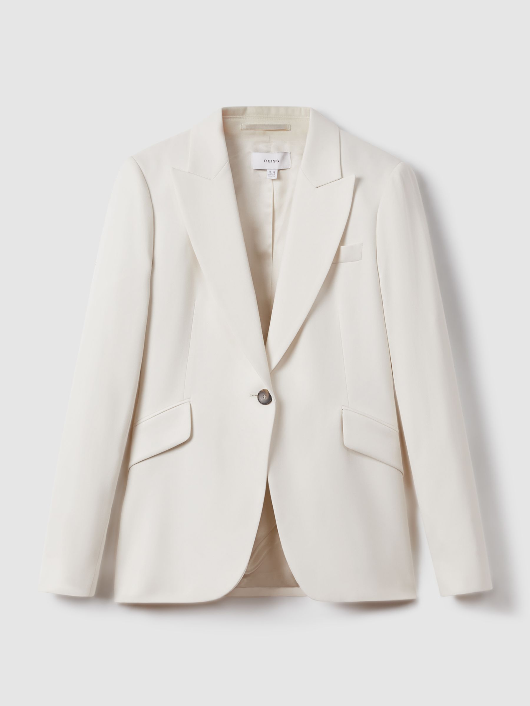 Tailored Single Breasted Suit Blazer in Cream - image 1
