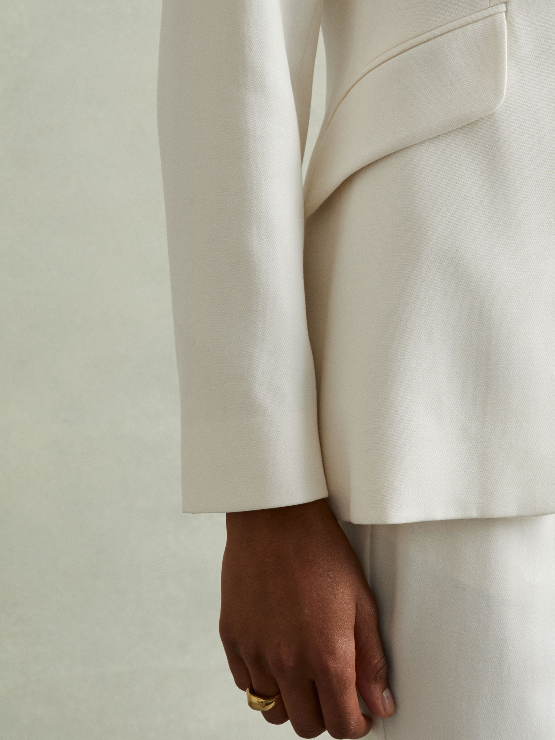 Tailored Single Breasted Suit Blazer in Cream - image 5