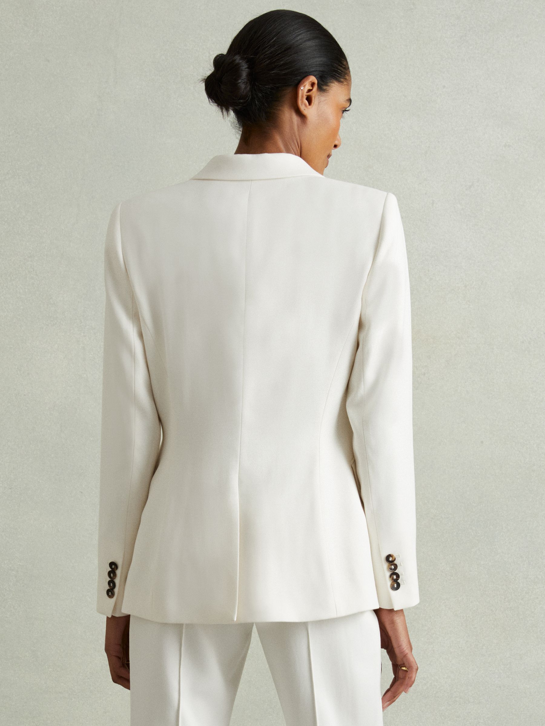Tailored Single Breasted Suit Blazer in Cream - image 4