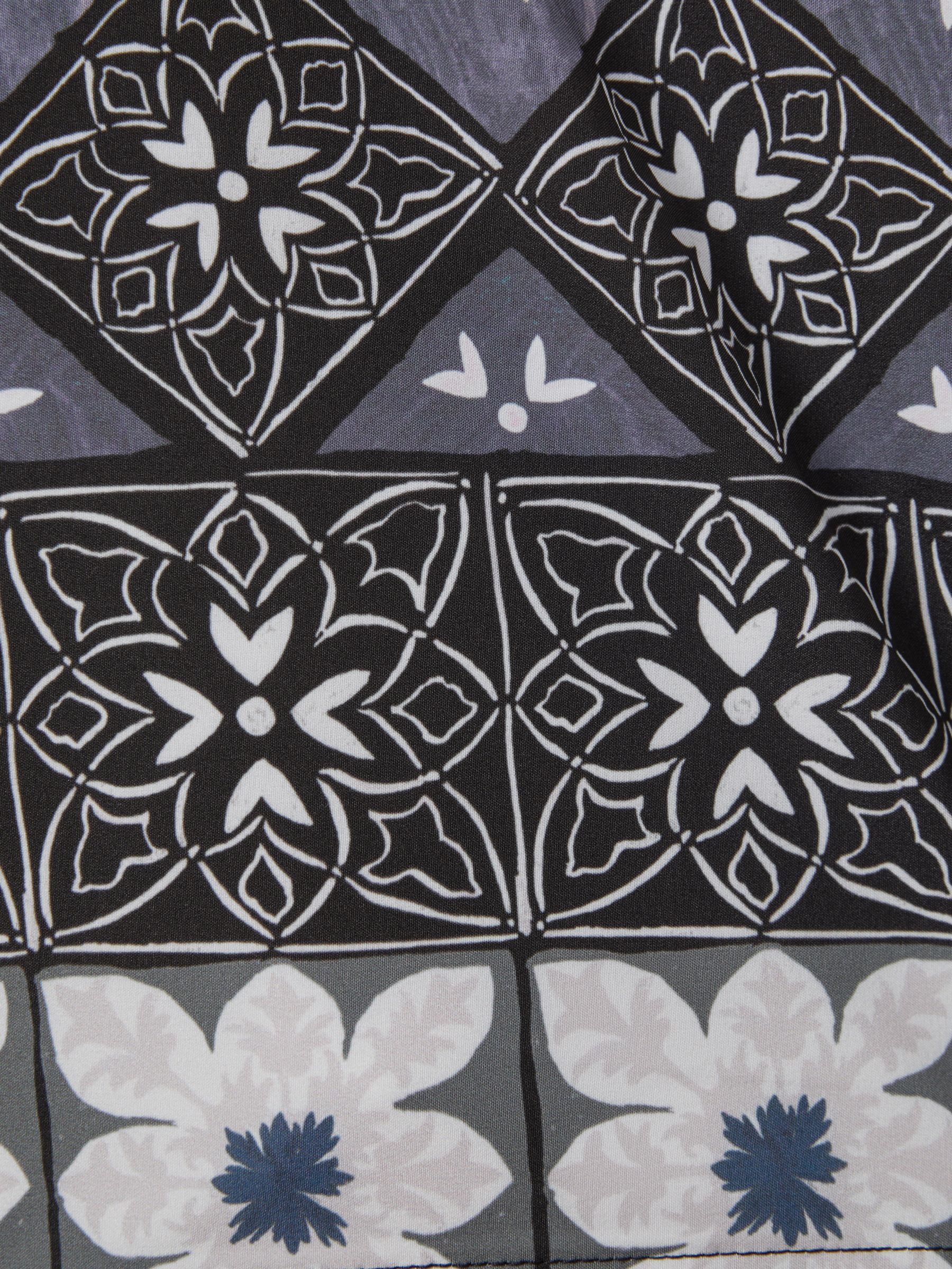 Medallion Print Drawstring Swim Shorts in Black Multi - Image 6 of 6