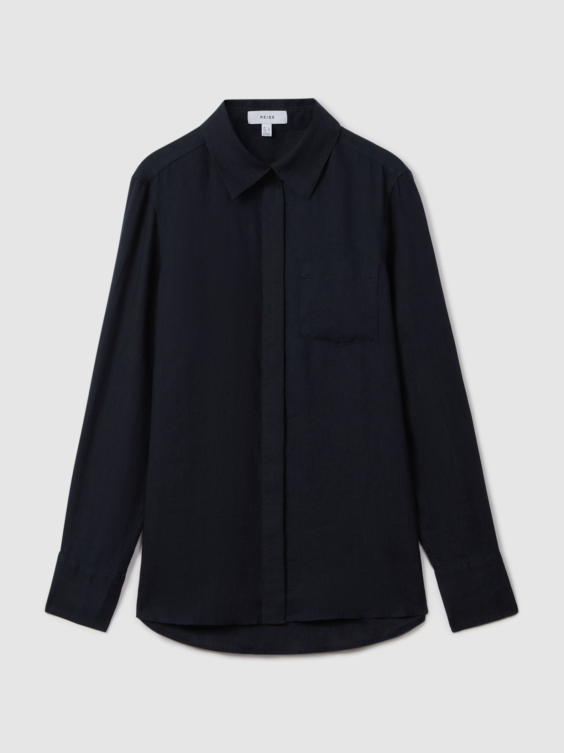 Belle Indigo 100% Linen Button-Through Shirt - Image 2 of 7