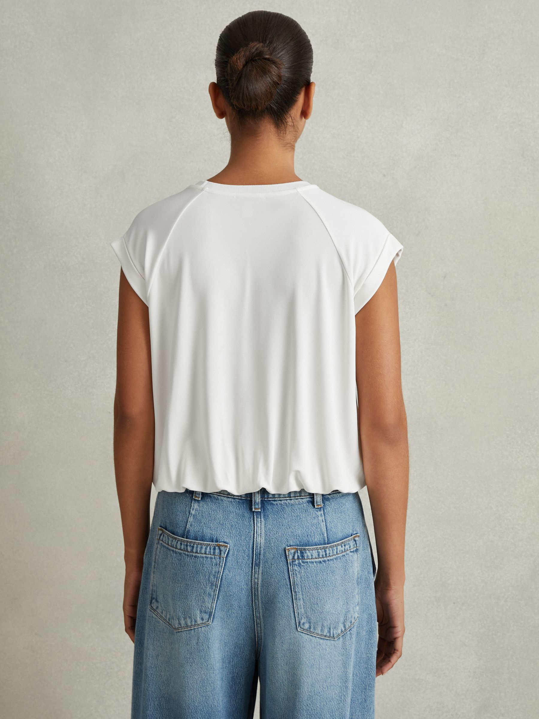 Elasticated Hem Raglan Sleeve Top in Ivory - Image 5 of 6