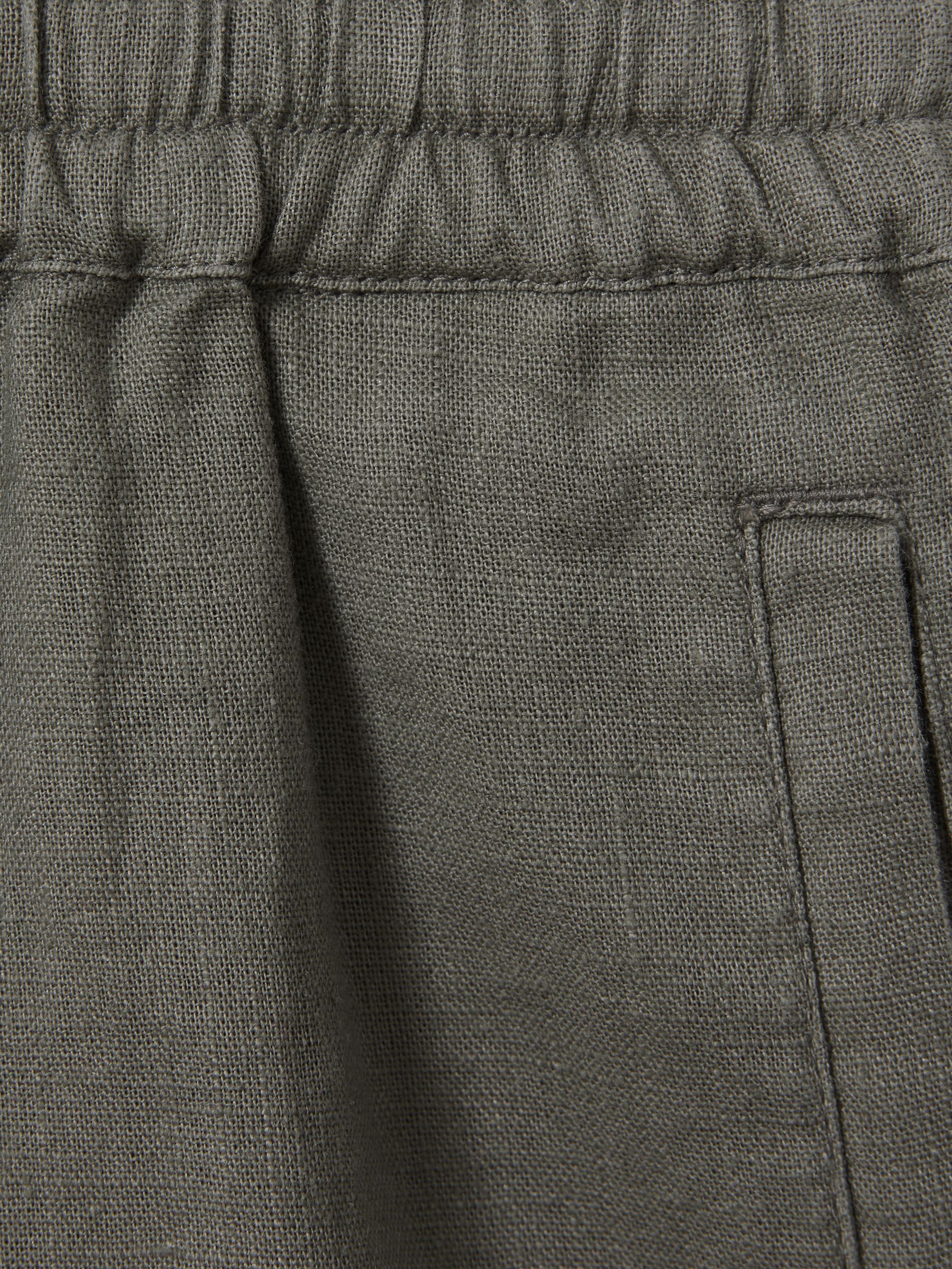 3-9 yrs Linen Drawstring Shorts in Khaki - Image 4 of 4